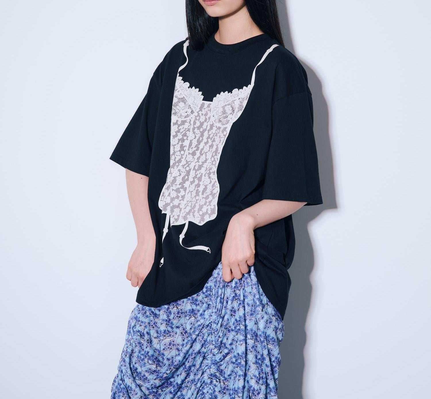 ANNA SUI NYC/アナ スイ エヌワイシー/ランジェリープリントBIG Tシャツ ブラック