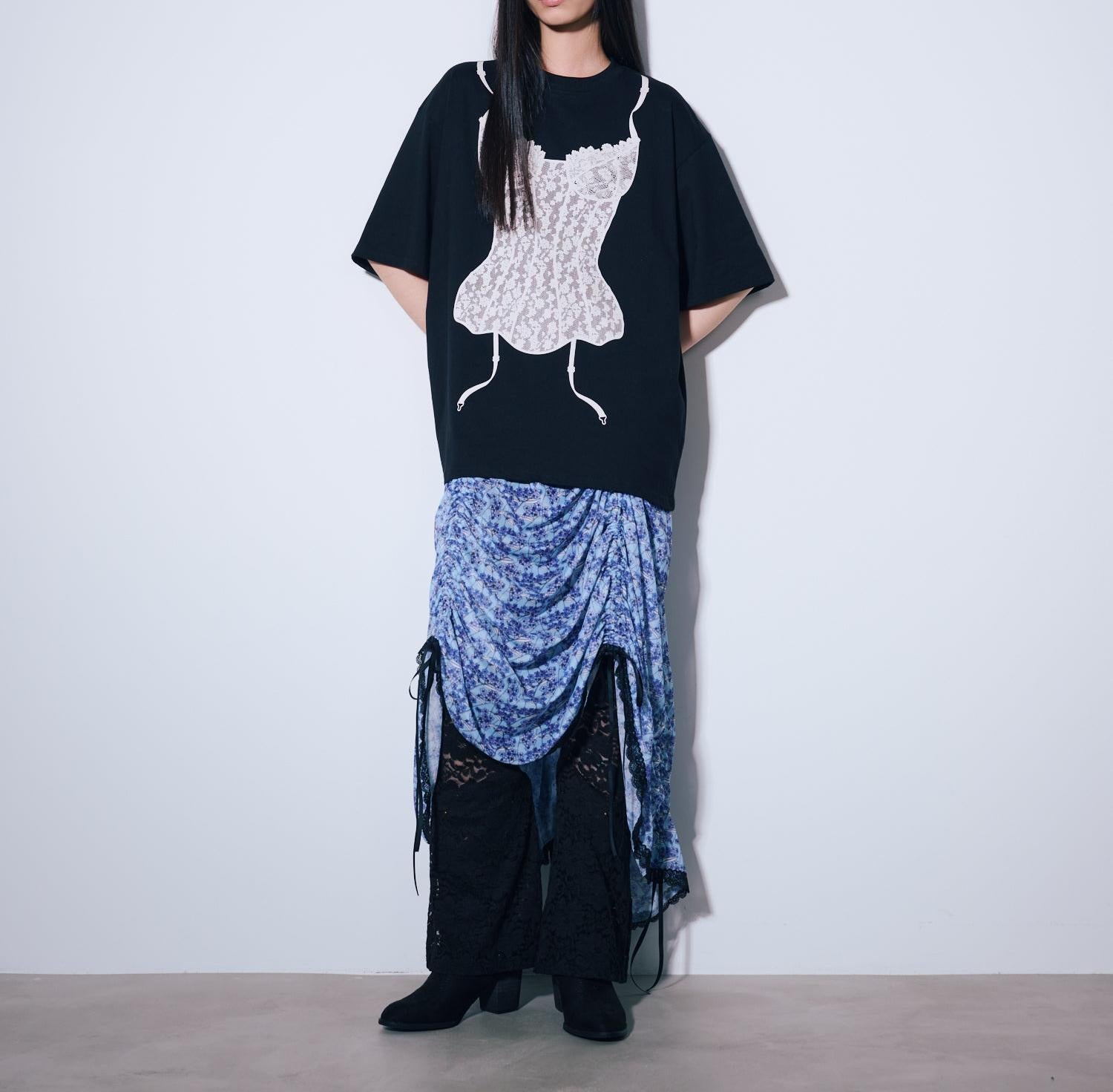 ANNA SUI NYC/アナ スイ エヌワイシー/ランジェリープリントBIG Tシャツ ブラック