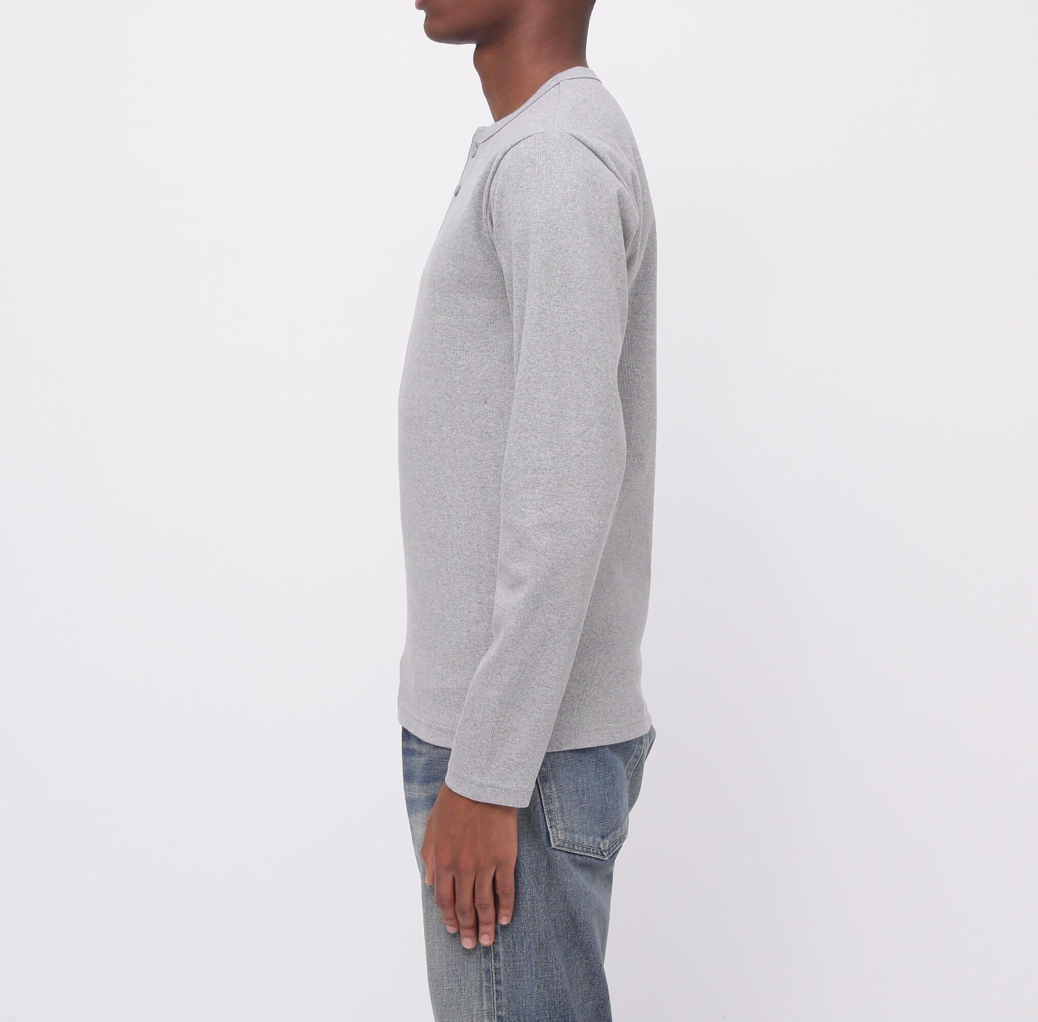 《DAILY/デイリー》>IR L/S HENLEY NECK T-SHI>T/リブ 長袖 ヘンリーネック Tシャツ  デイリーウェア グレー