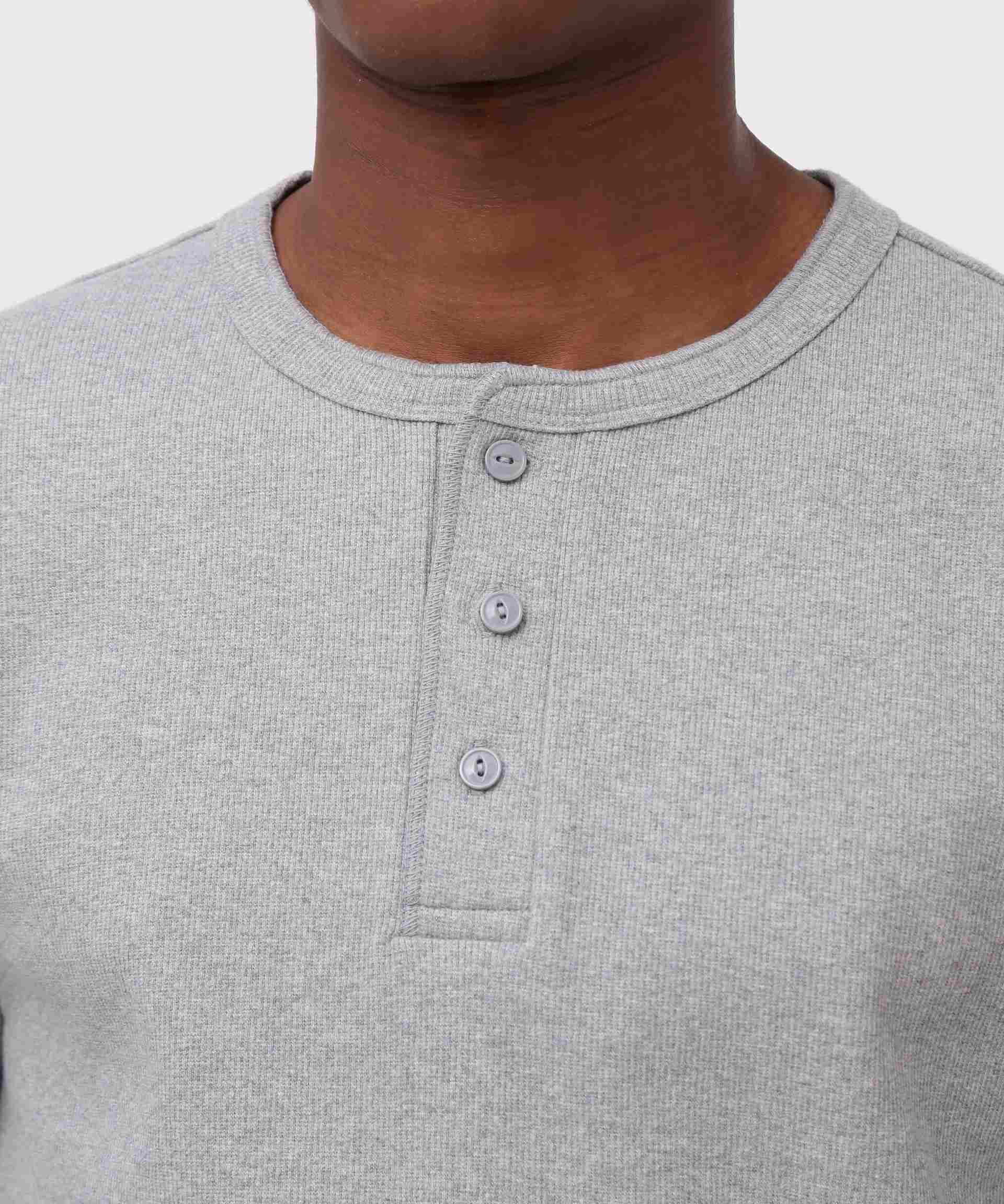 《DAILY/デイリー》>IR L/S HENLEY NECK T-SHI>T/リブ 長袖 ヘンリーネック Tシャツ  デイリーウェア グレー