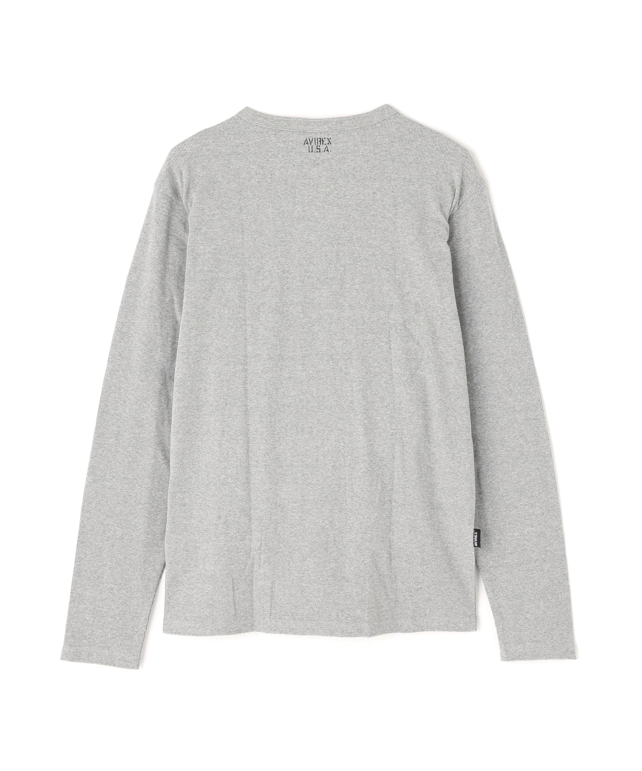 《DAILY/デイリー》RIB L/S HENLEY NECK T-SHIRT グレー