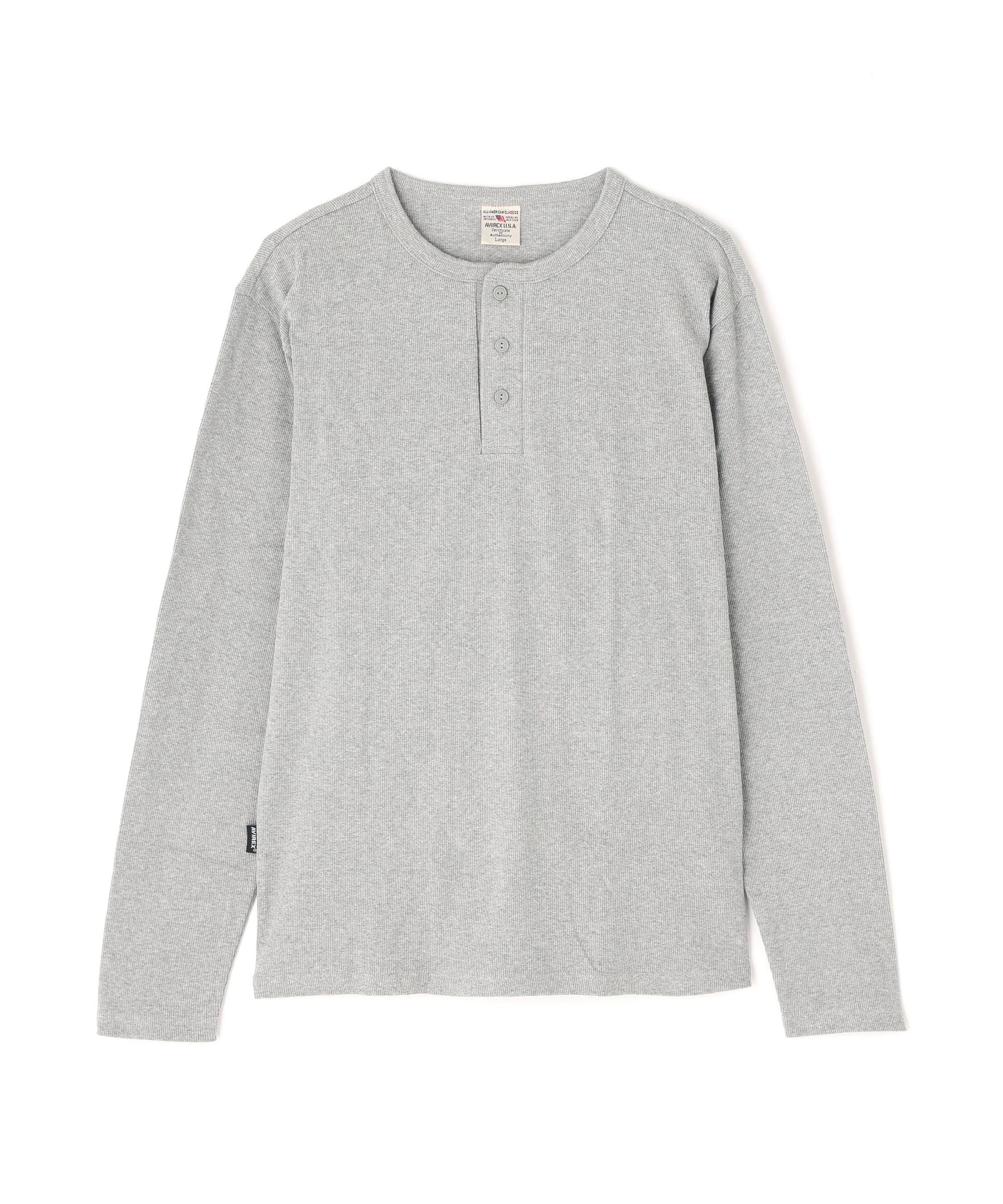 《DAILY/デイリー》RIB L/S HENLEY NECK T-SHIRT グレー