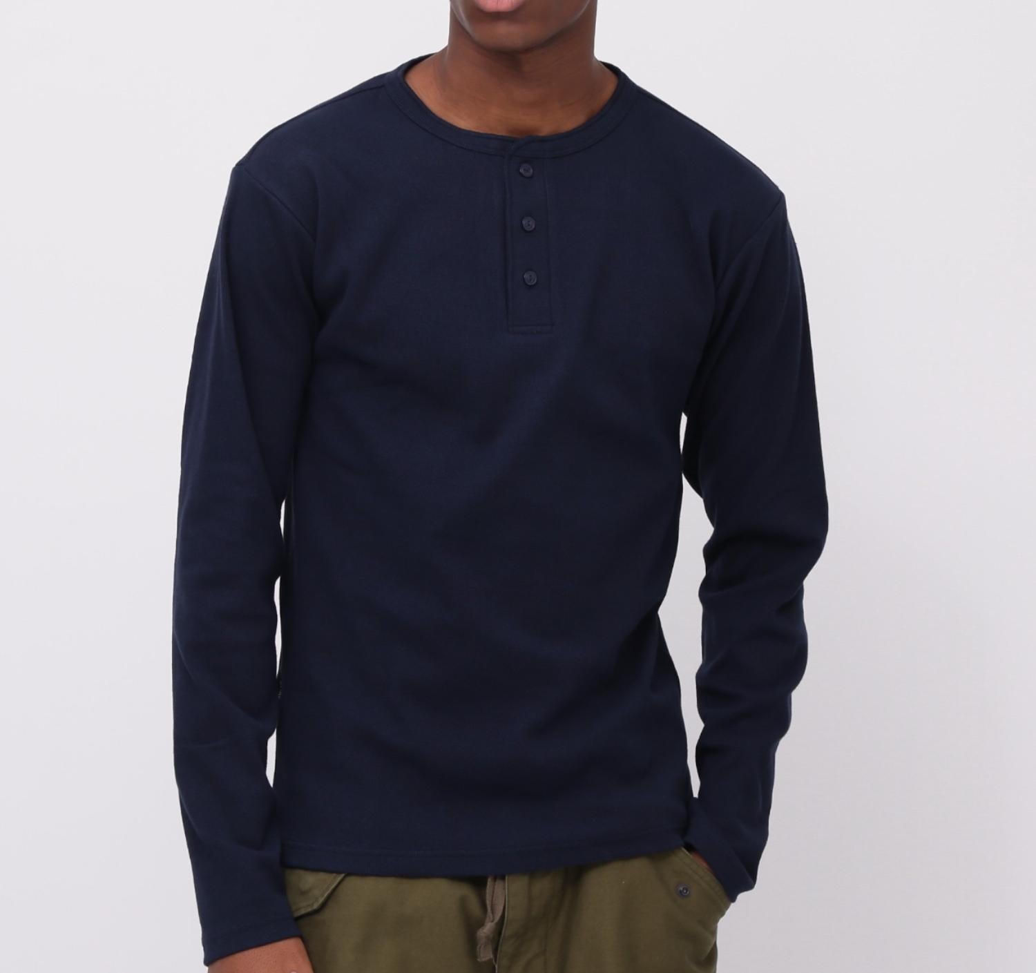 《DAILY/デイリー》RIB L/S HENLEY NECK T-SHIRT ロイヤル