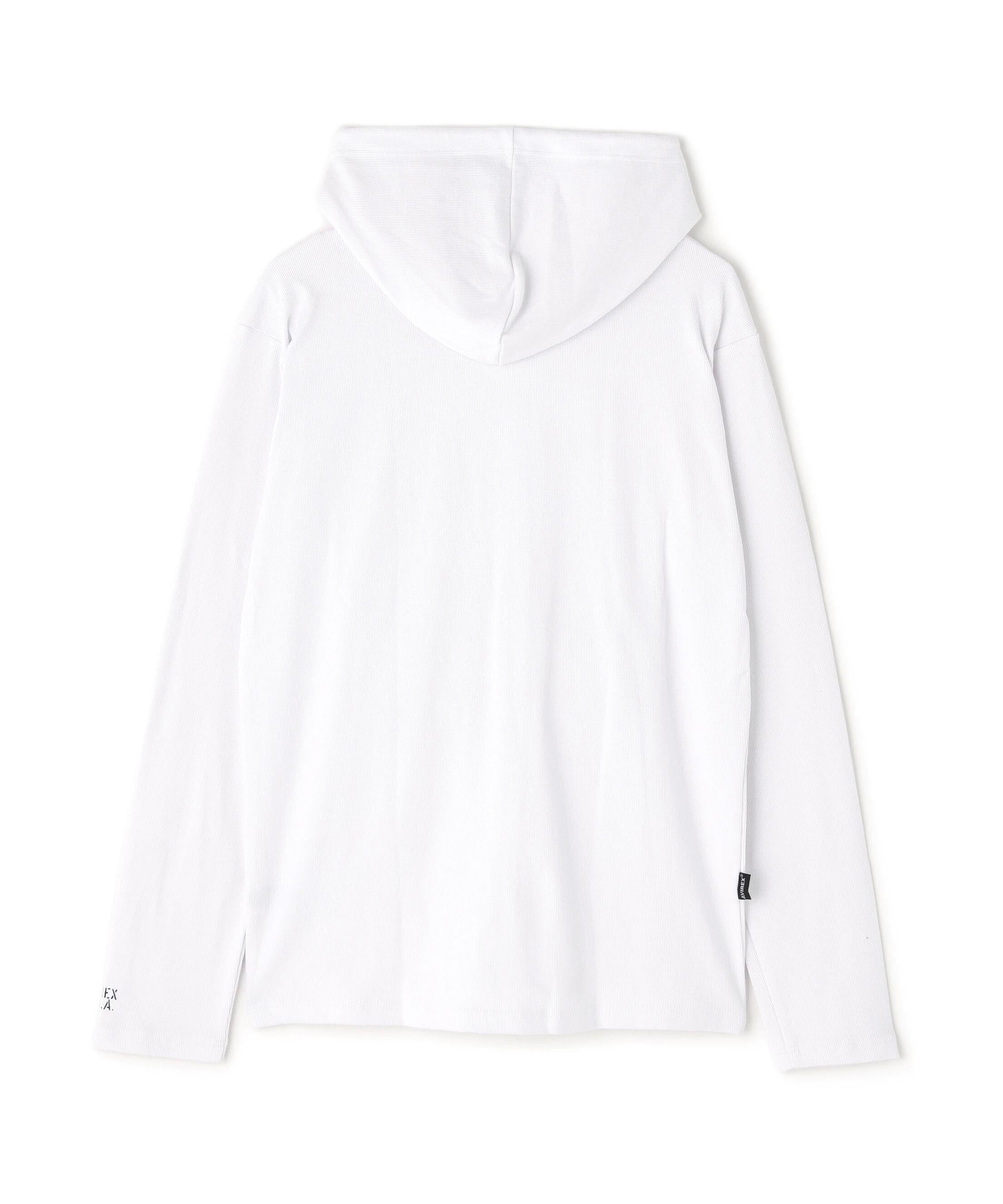 《DAILY/デイリー》RIB ZIP PARKA/デイリー 長袖 リブ ジップパーカー/AVIREX/アヴィレックス ホワイト
