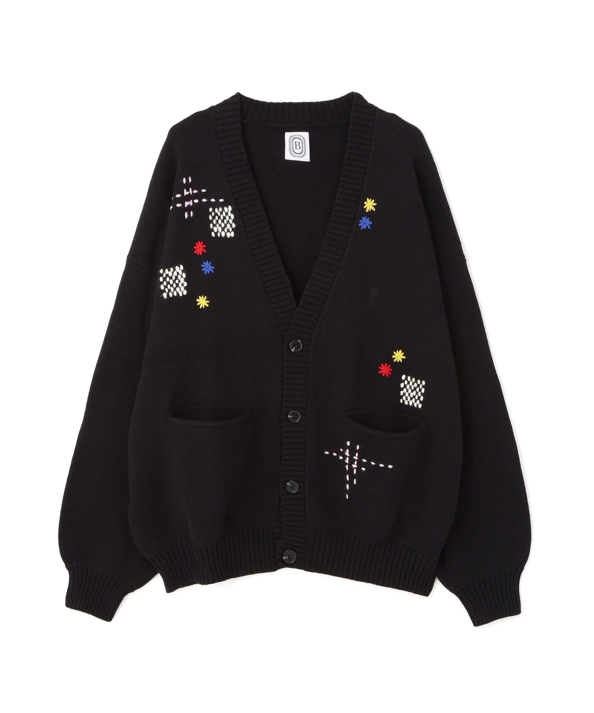 B omnivore/ビーオムニボー　HAND STITCH CARDIGAN ハンドステッチカーディガン ブラック