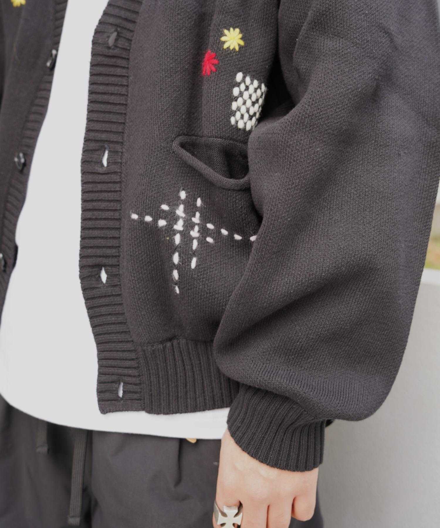 B omnivore/ビーオムニボー　HAND STITCH CARDIGAN ハンドステッチカーディガン ブラック
