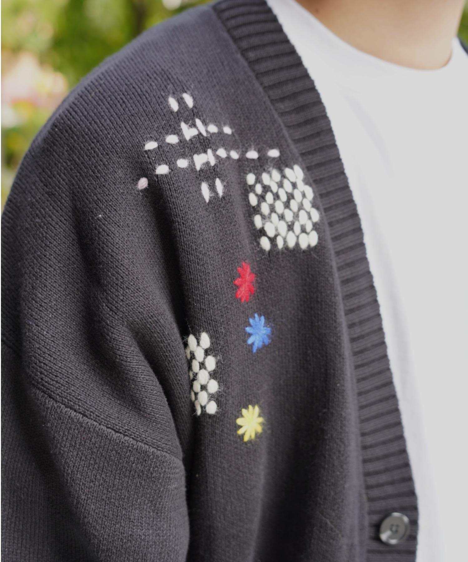 B omnivore/ビーオムニボー　HAND STITCH CARDIGAN ハンドステッチカーディガン ブラック