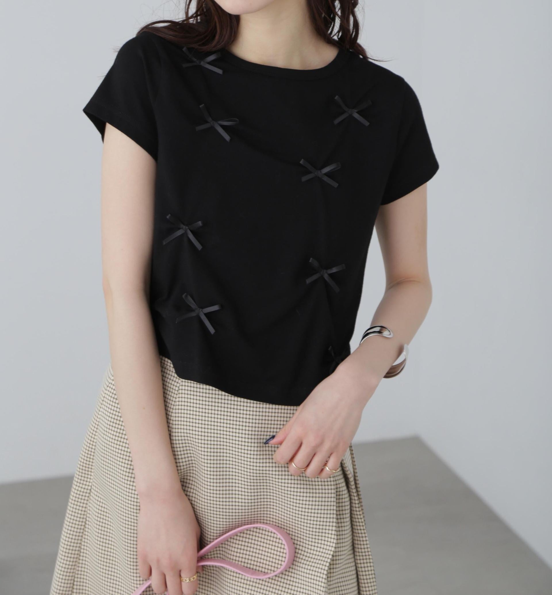 リボンTシャツ ブラック