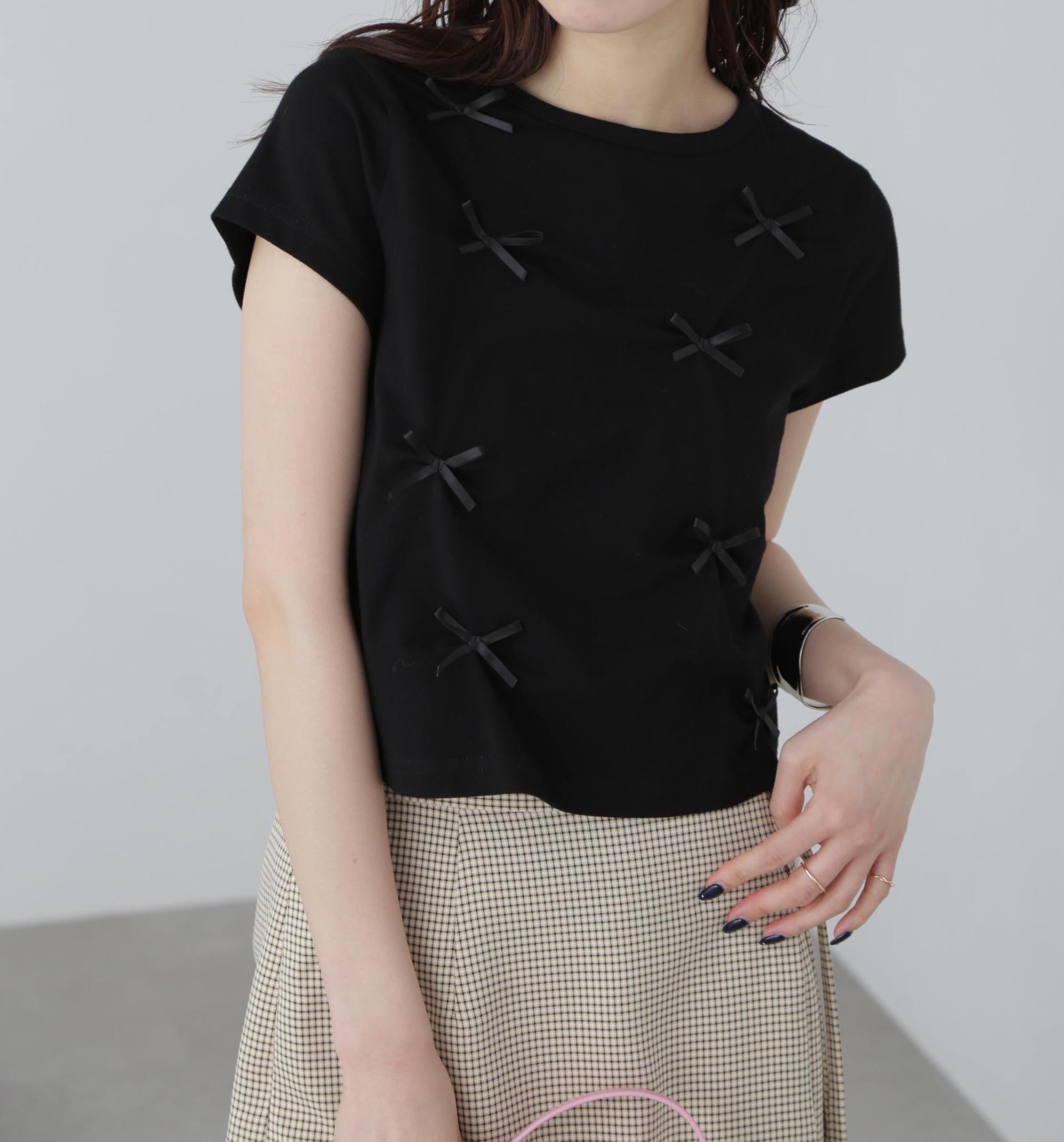 リボンTシャツ ブラック