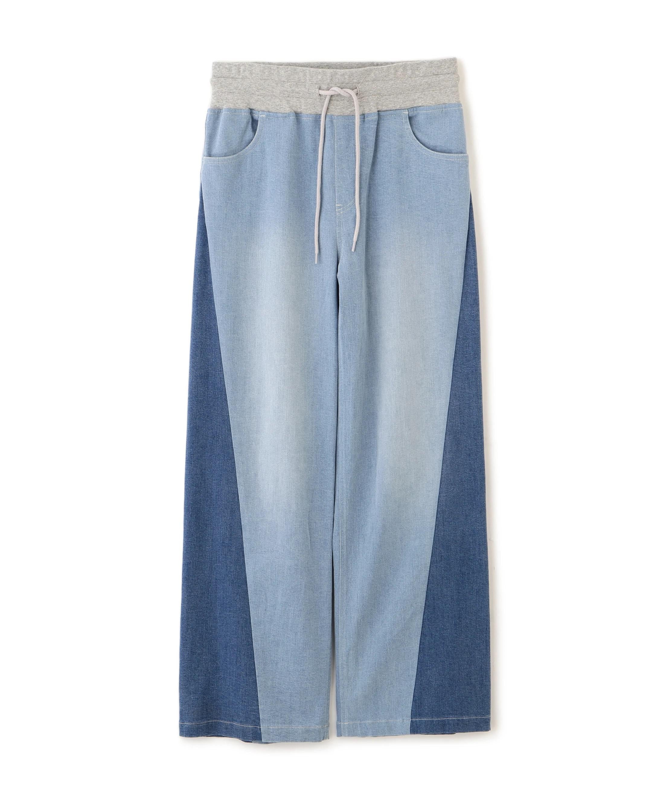 WAIST RIB COLOR BLOCKED DENIM PANTS ウォッシュユーズド9