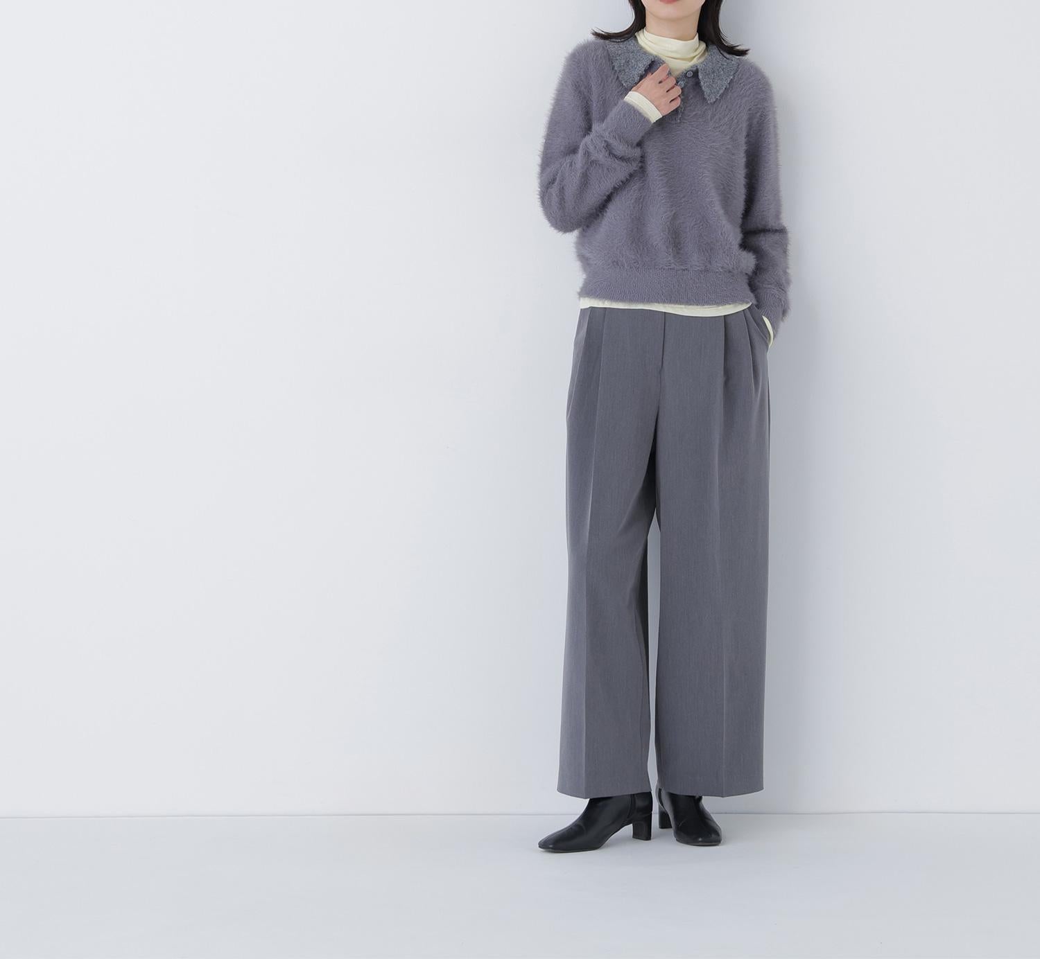 シャギーポロニット グレー