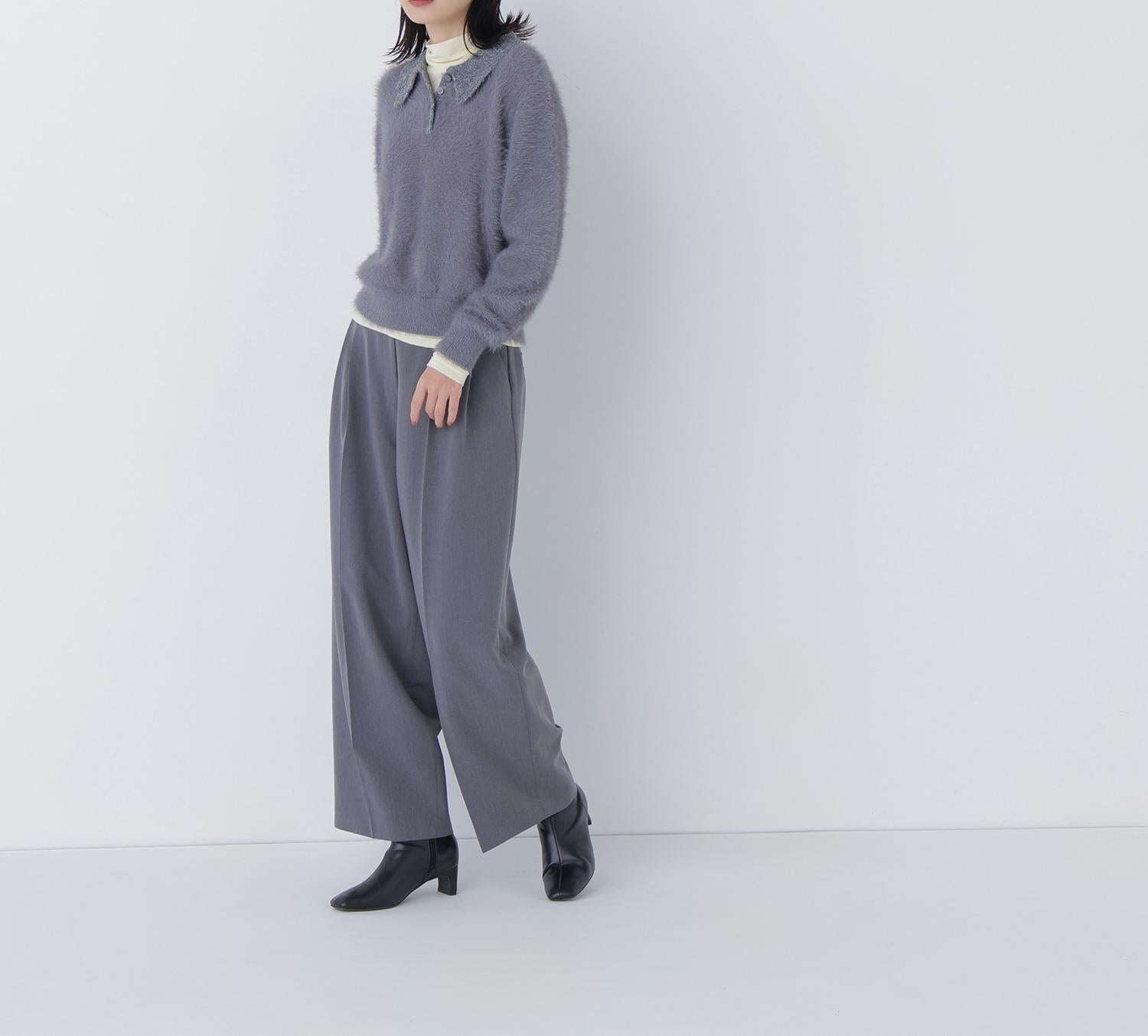 シャギーポロニット グレー