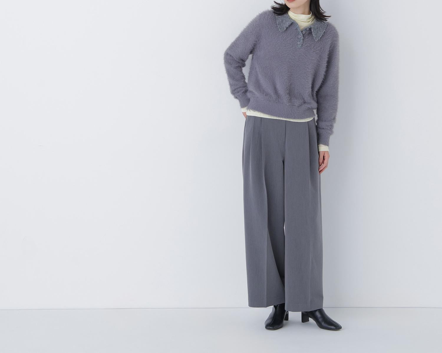 シャギーポロニット グレー