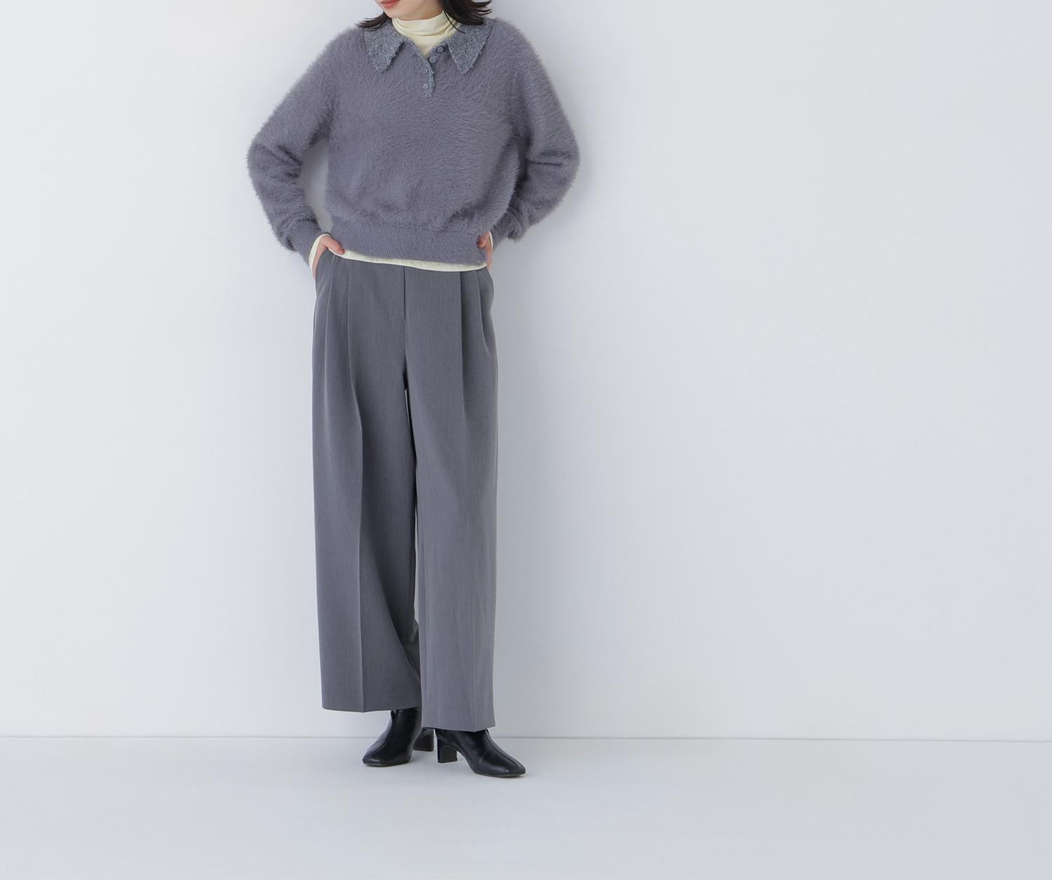 シャギーポロニット グレー