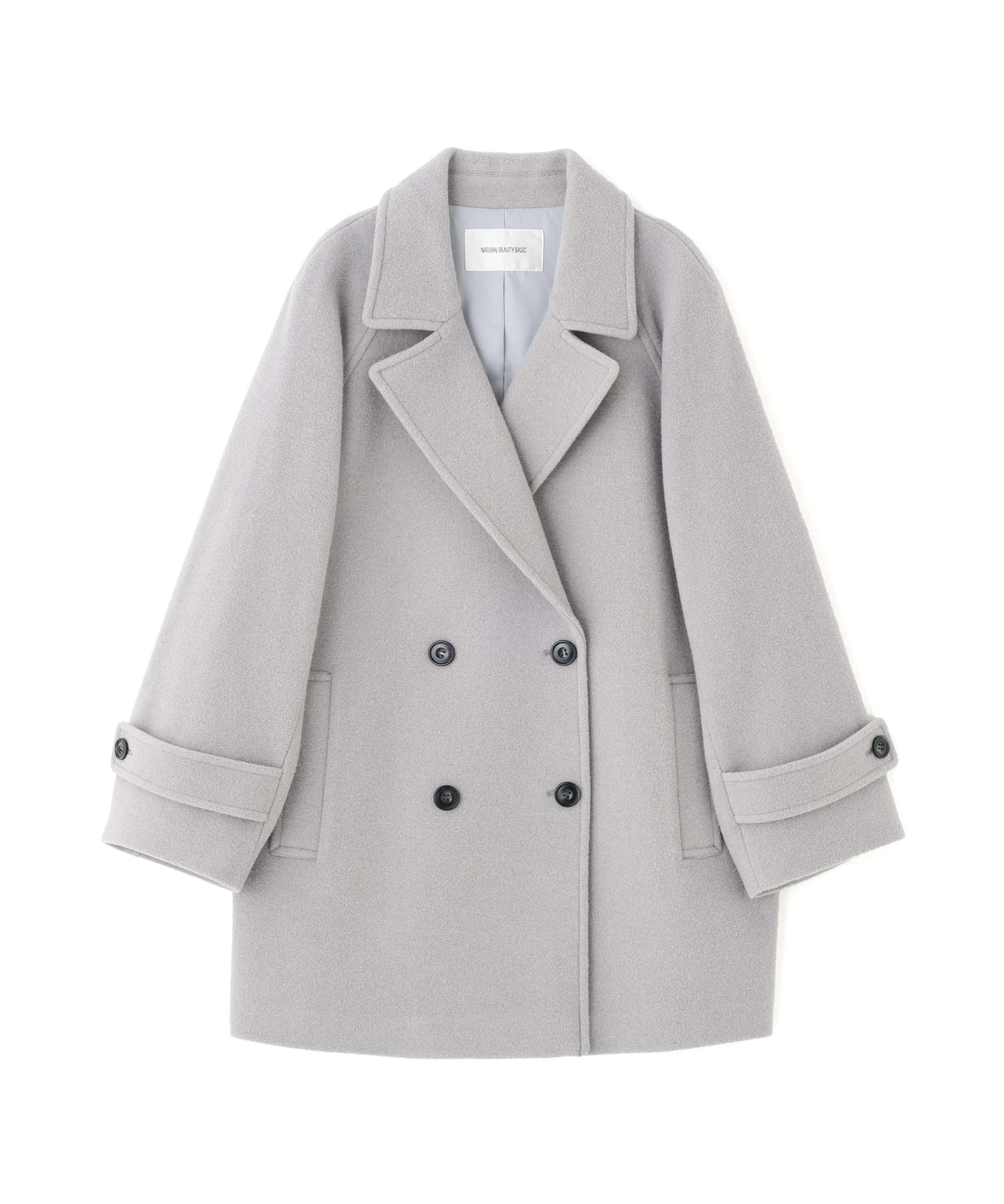 ダブルブレストフォルムミドルコート グレー