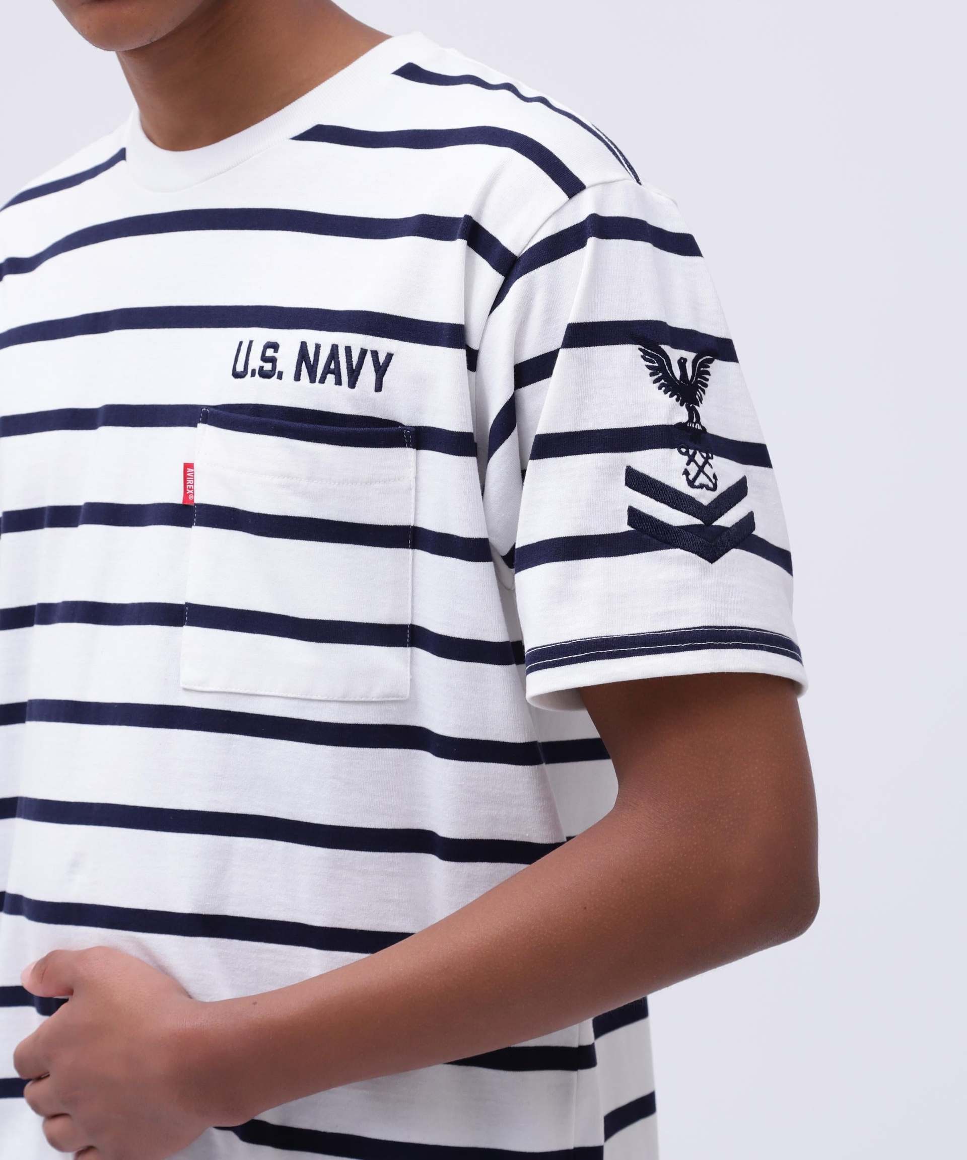 NAVAL POCKET S/S T-SHI>T / ネイバル ポケット 半袖 Tシャツ / AVI>EX / アヴィレックス  ネイビーボーダー2