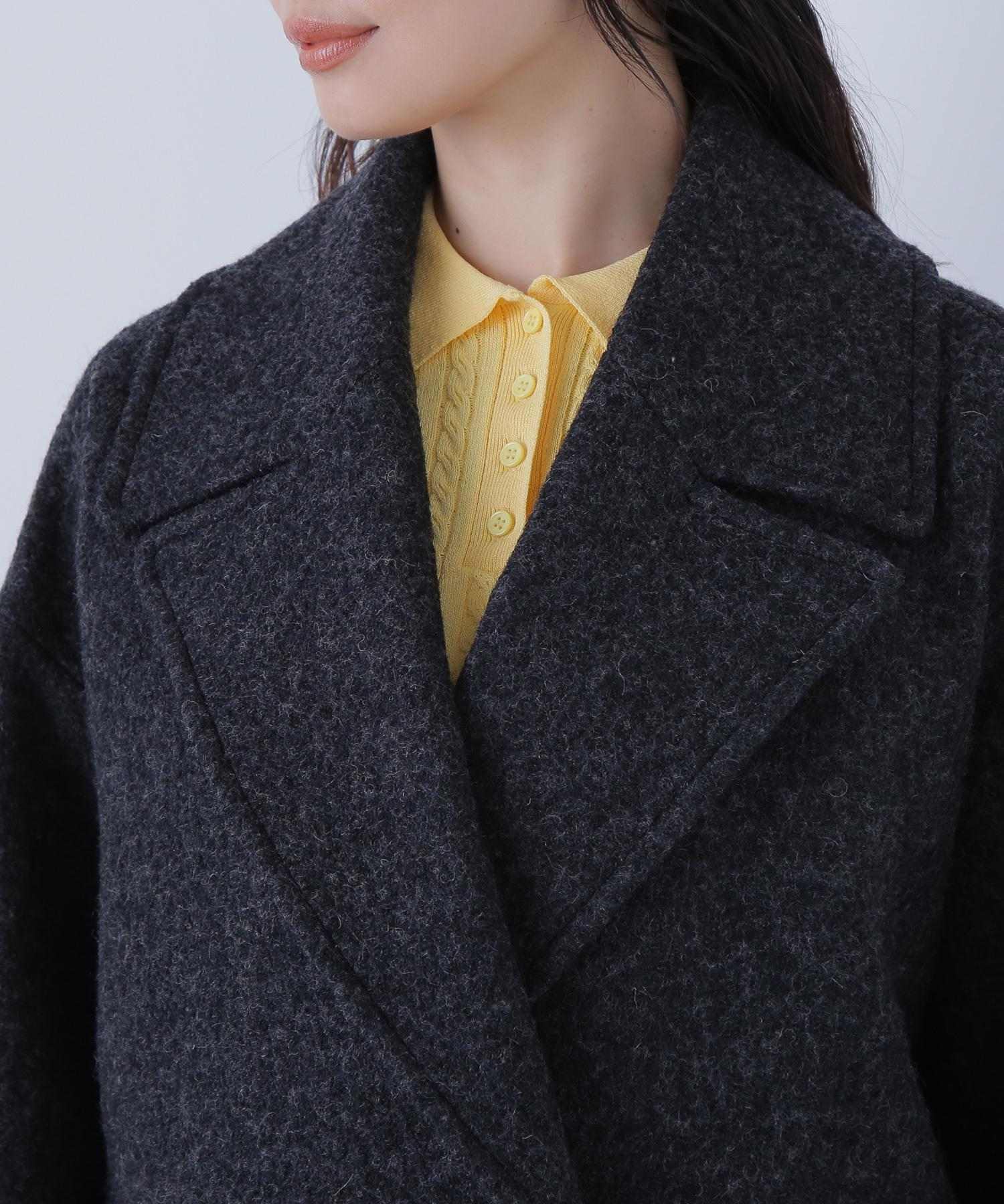 ウーリーフォルムハーフコート チャコール1