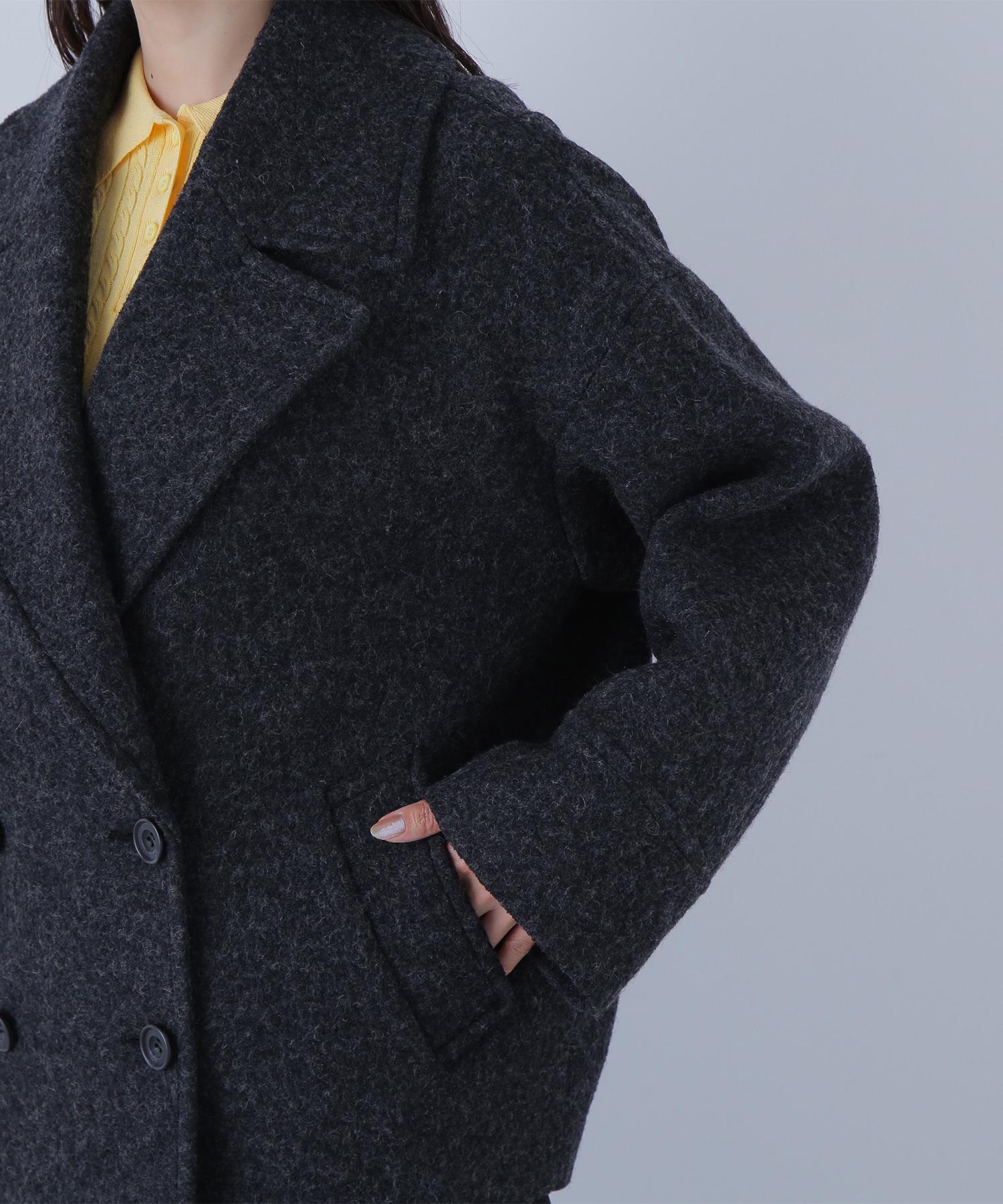 ウーリーフォルムハーフコート チャコール1