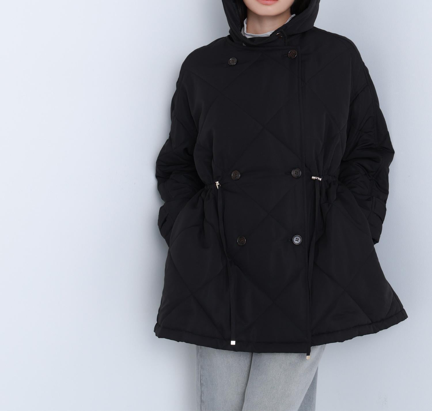 2wayダイヤキルティングブルゾン ブラック