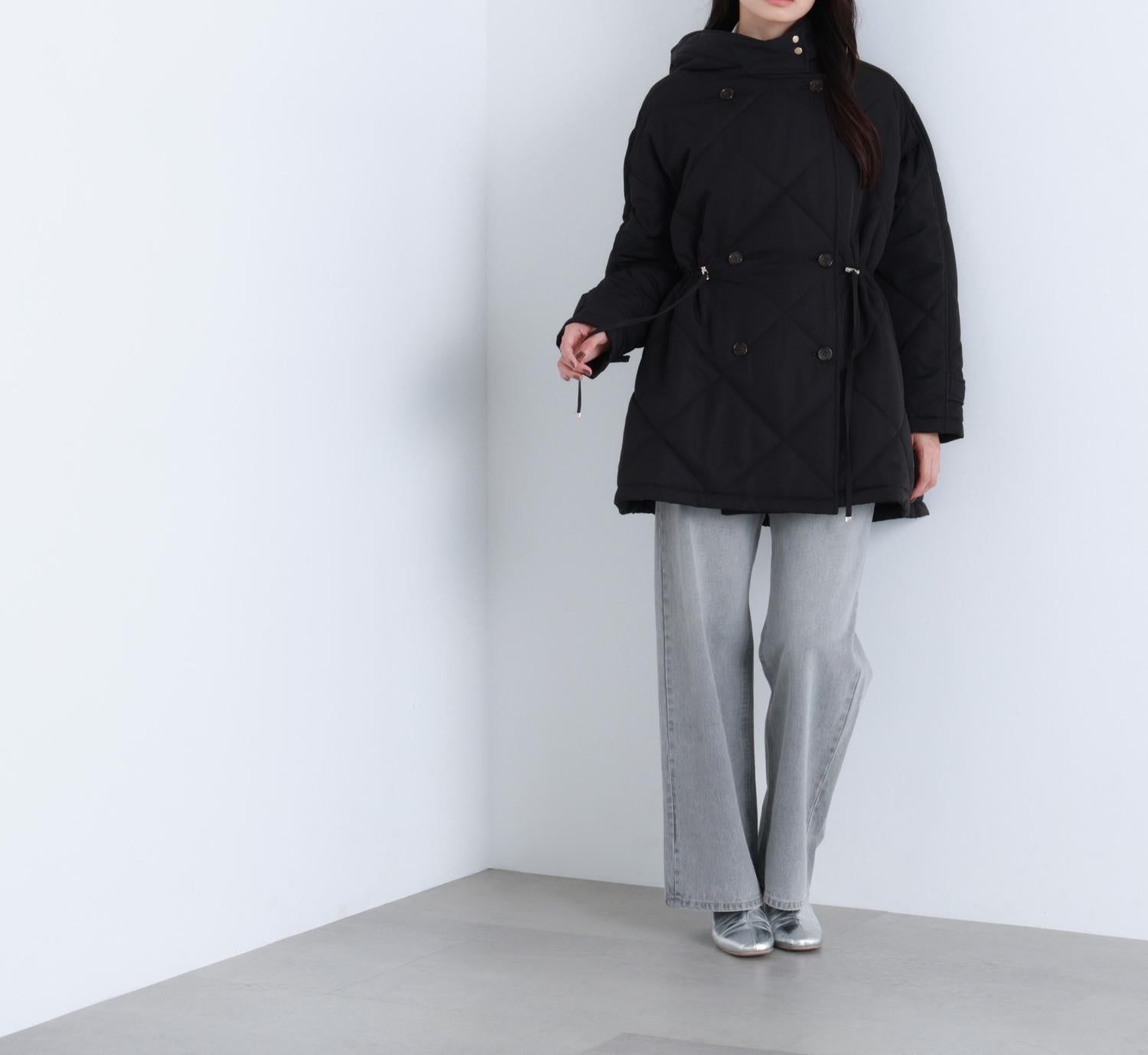 2wayダイヤキルティングブルゾン ブラック