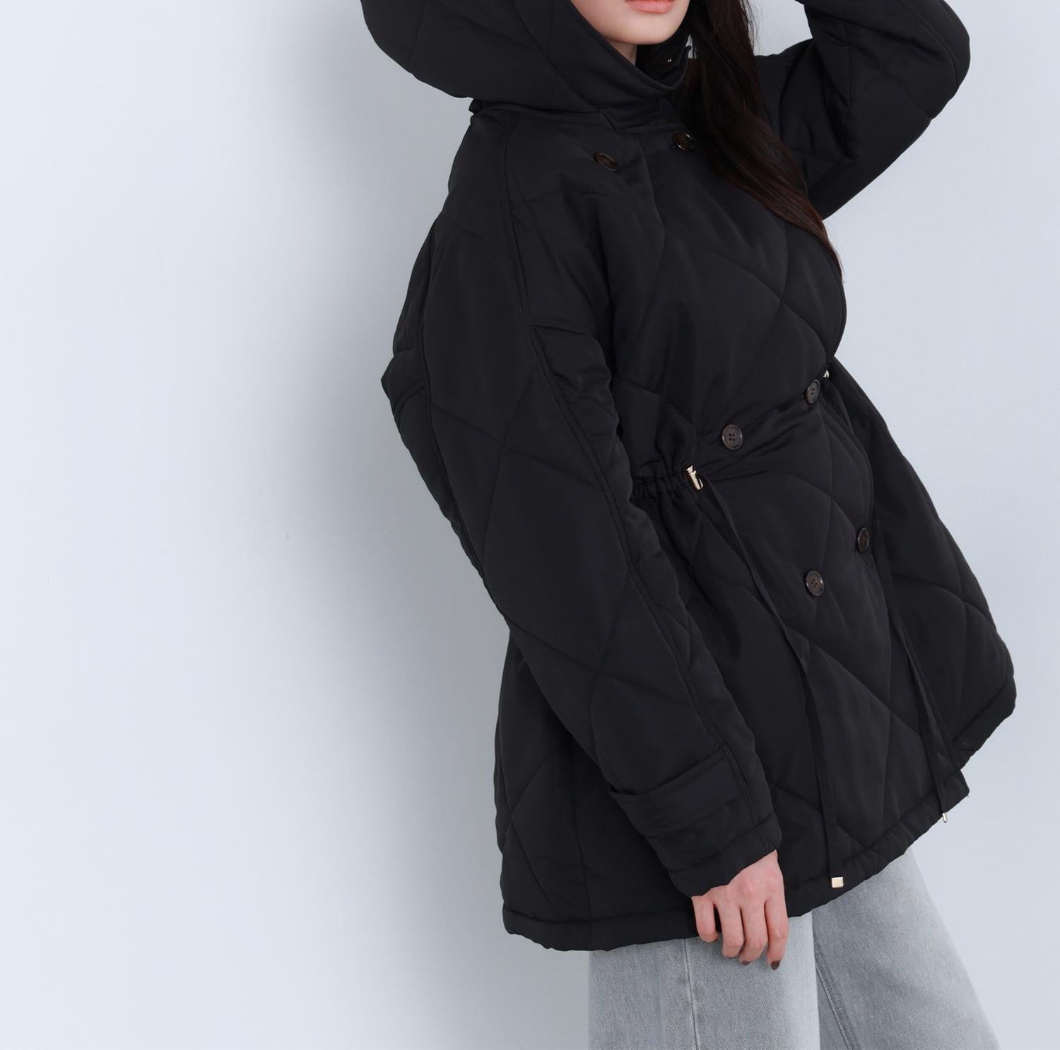 2wayダイヤキルティングブルゾン ブラック