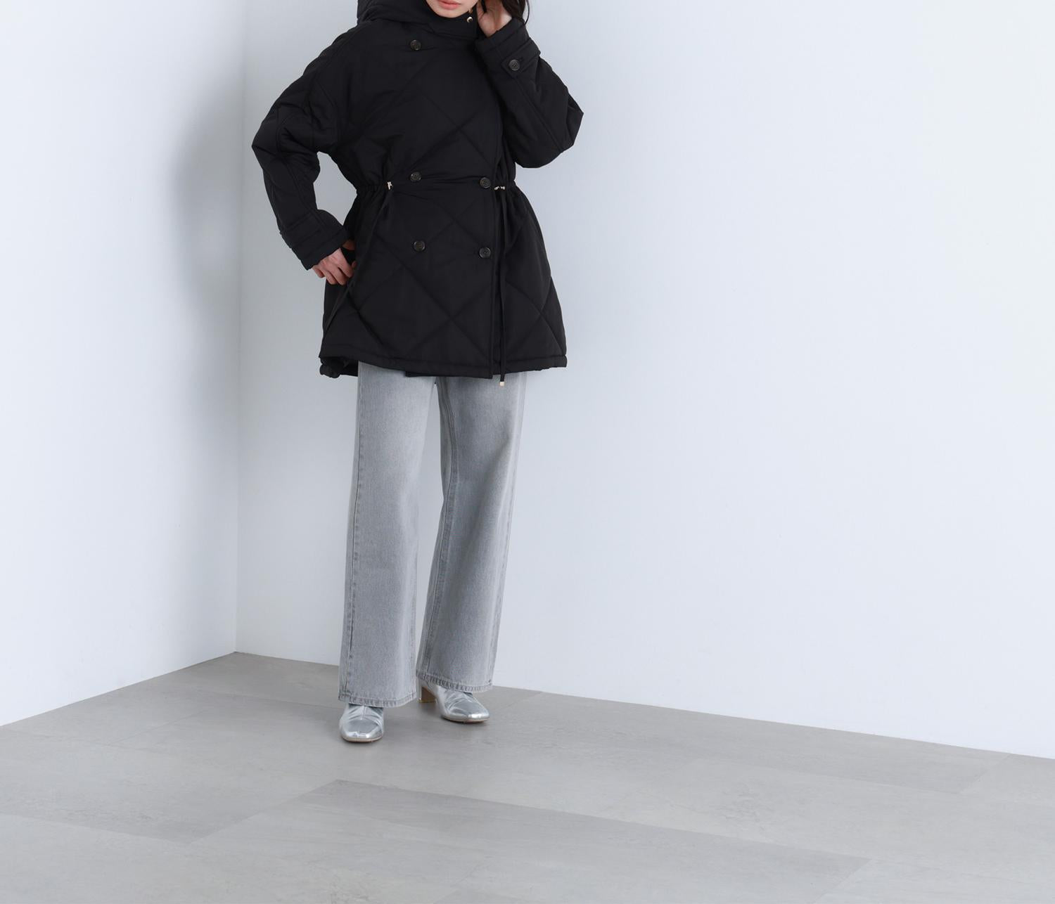 2wayダイヤキルティングブルゾン ブラック