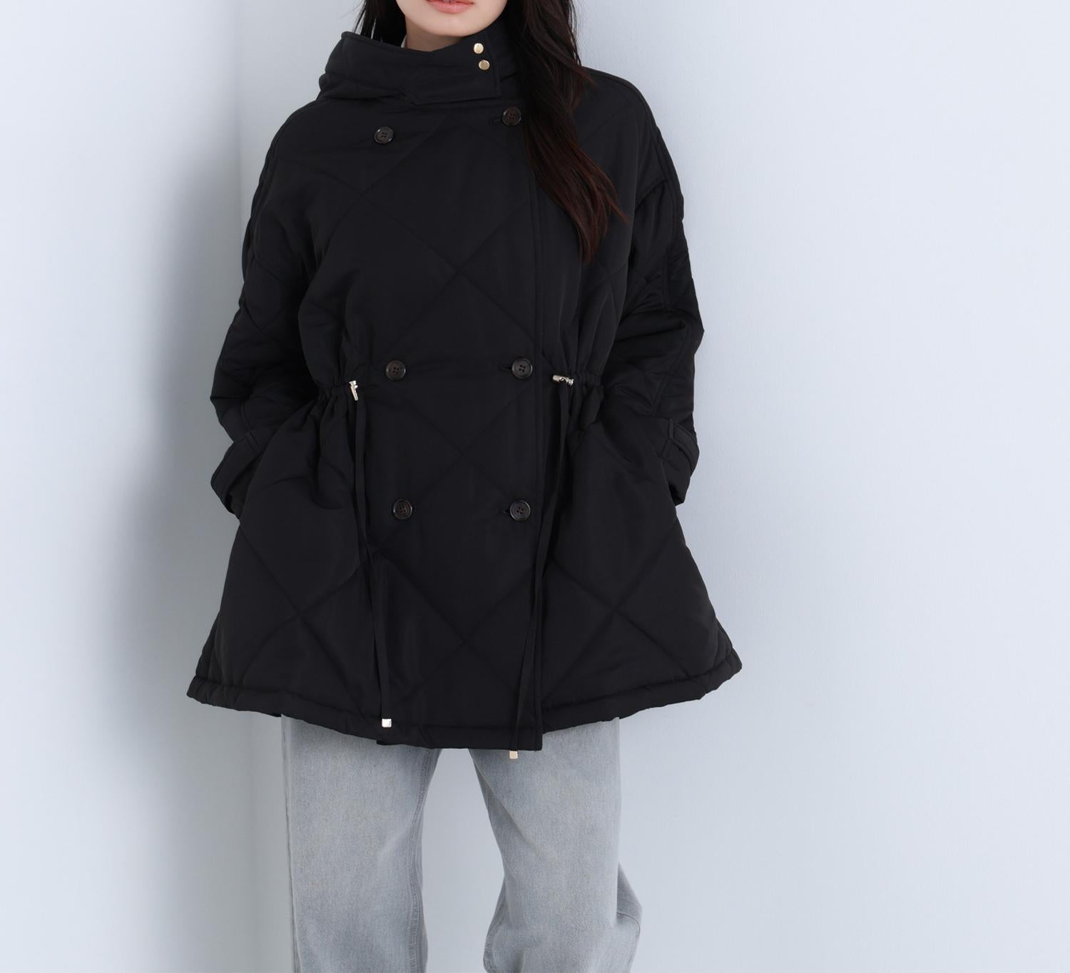 2wayダイヤキルティングブルゾン ブラック