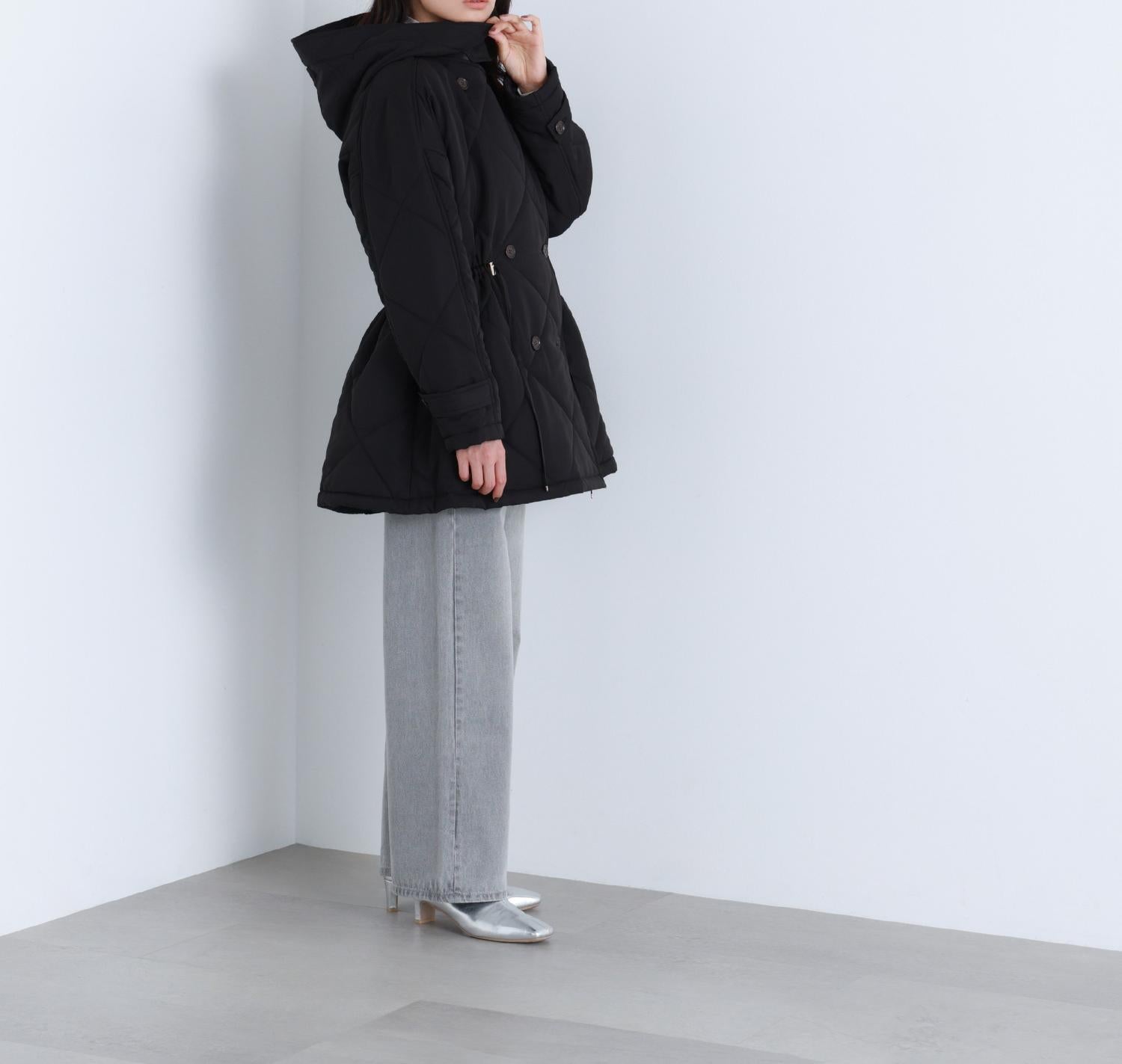 2wayダイヤキルティングブルゾン ブラック