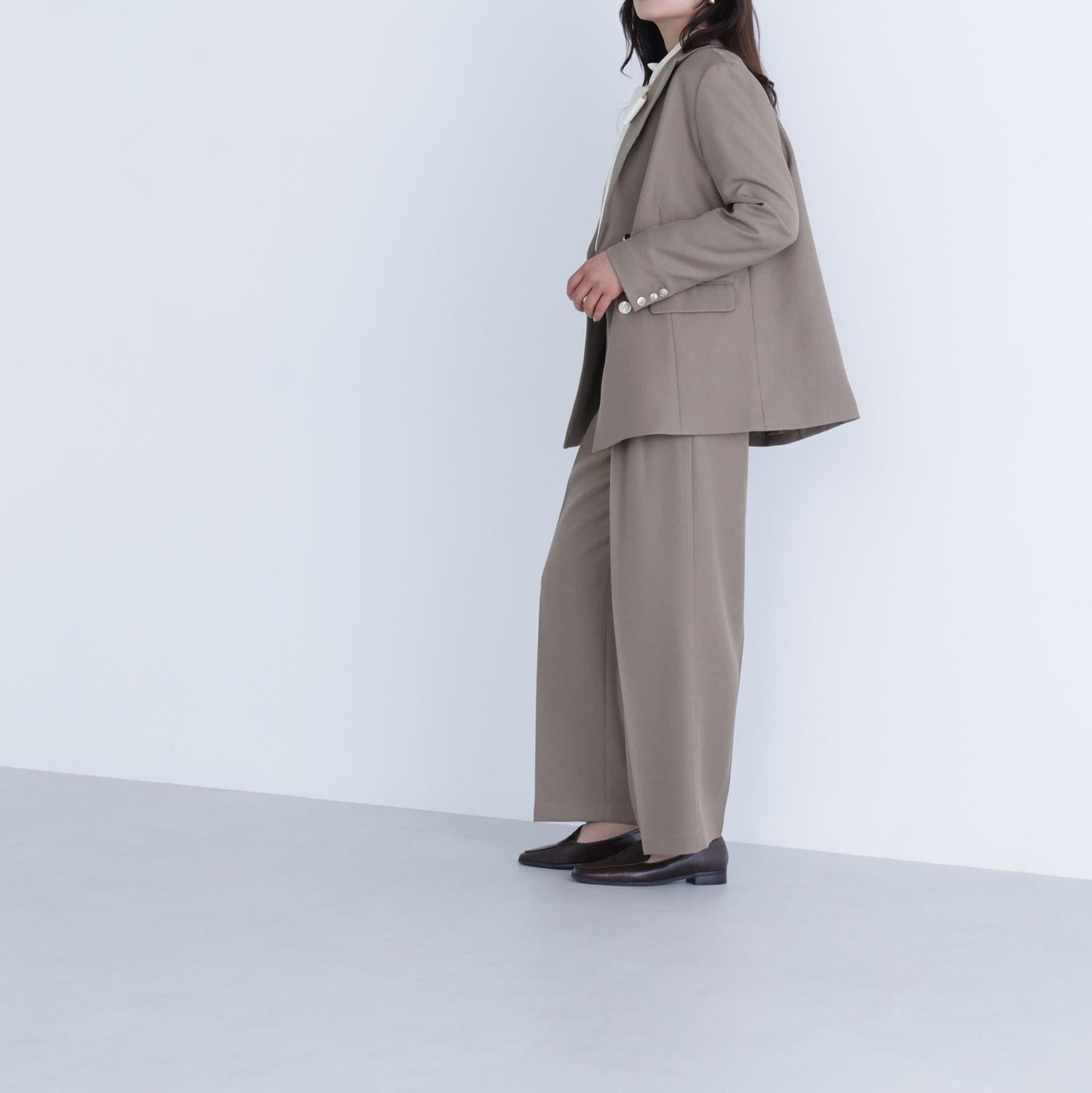 ダブルブレストボクシージャケット ベージュミックス2