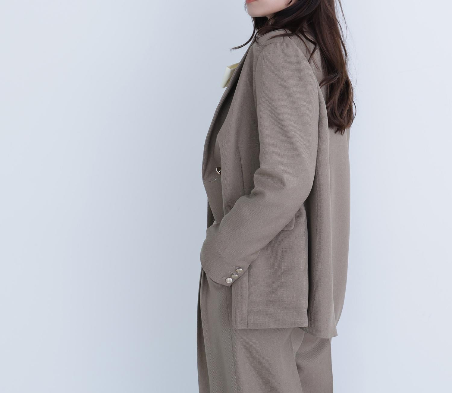 ダブルブレストボクシージャケット ベージュミックス2