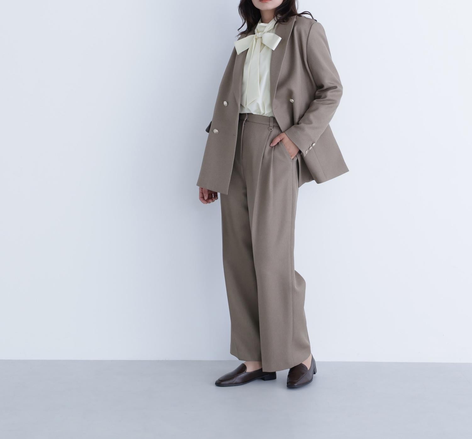 ダブルブレストボクシージャケット ベージュミックス2