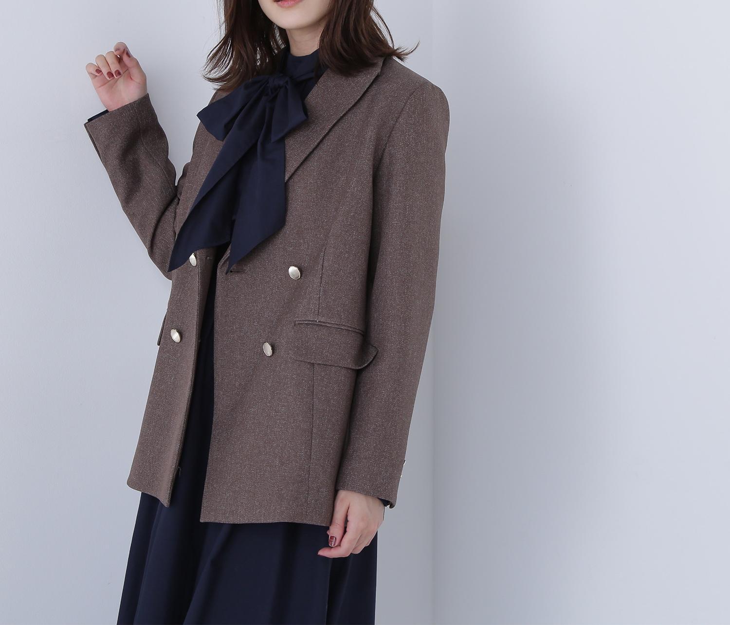 ダブルブレストボクシージャケットII ブラウンミックス2