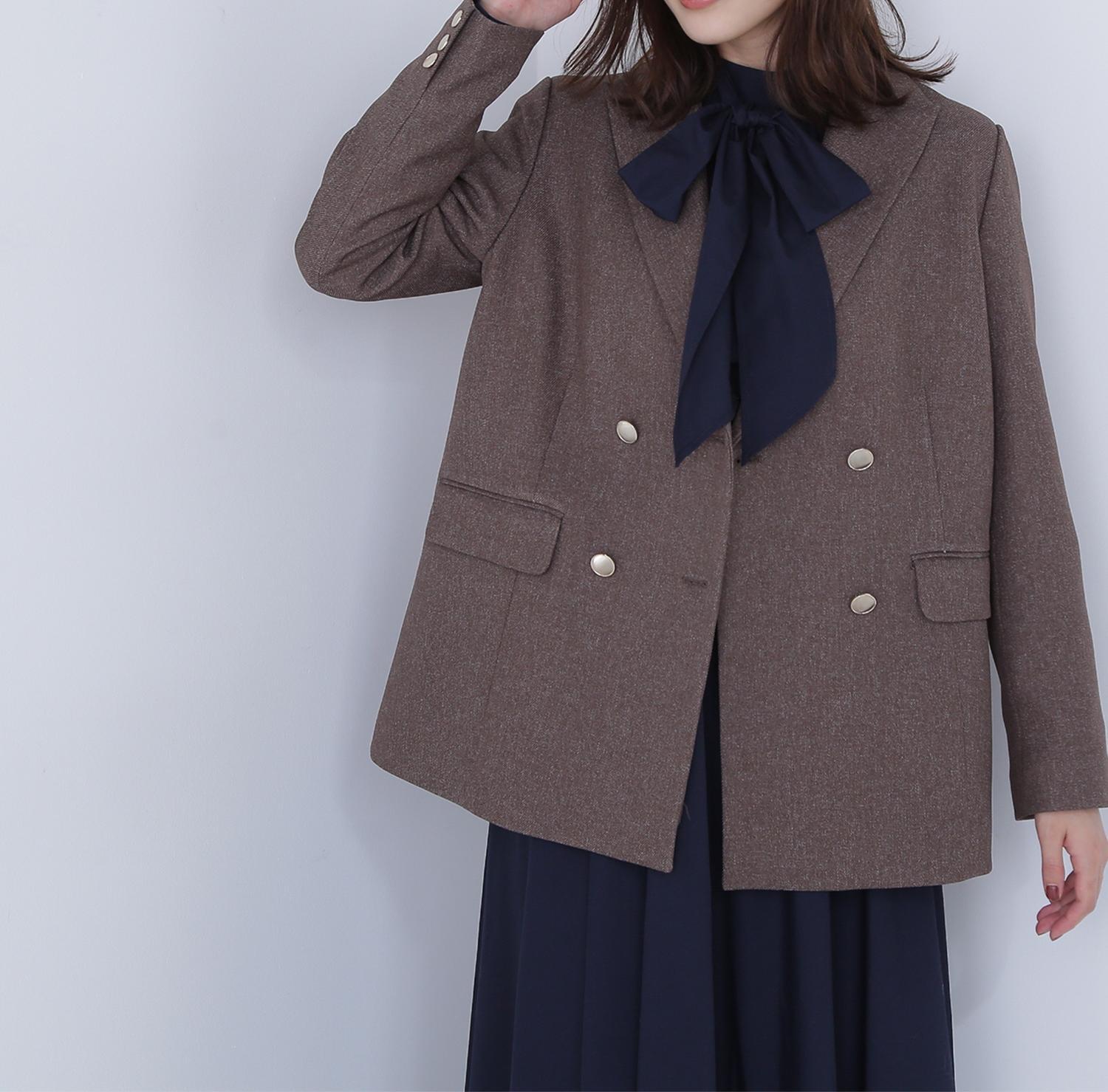 ダブルブレストボクシージャケットII ブラウンミックス2