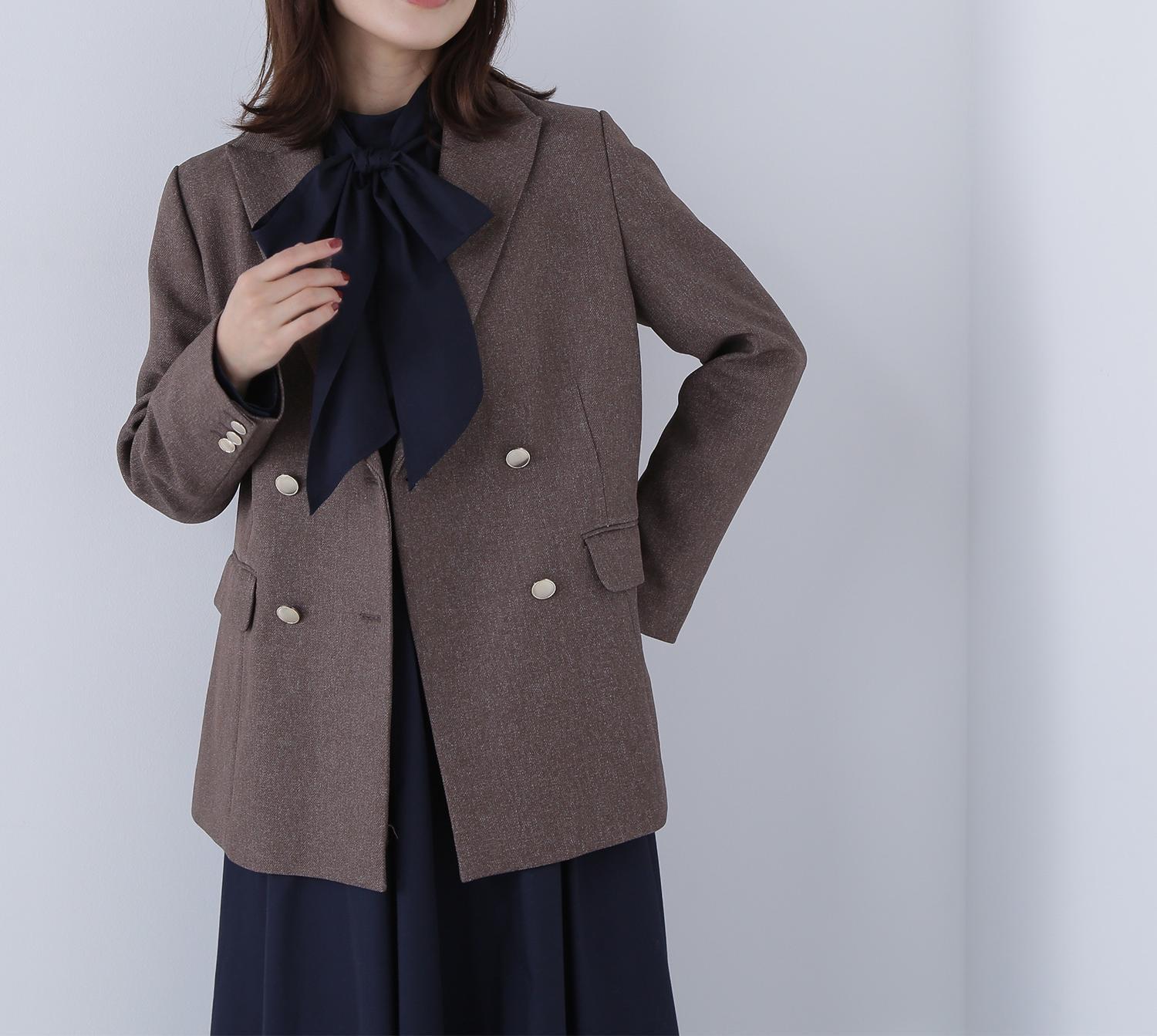 ダブルブレストボクシージャケットII ブラウンミックス2