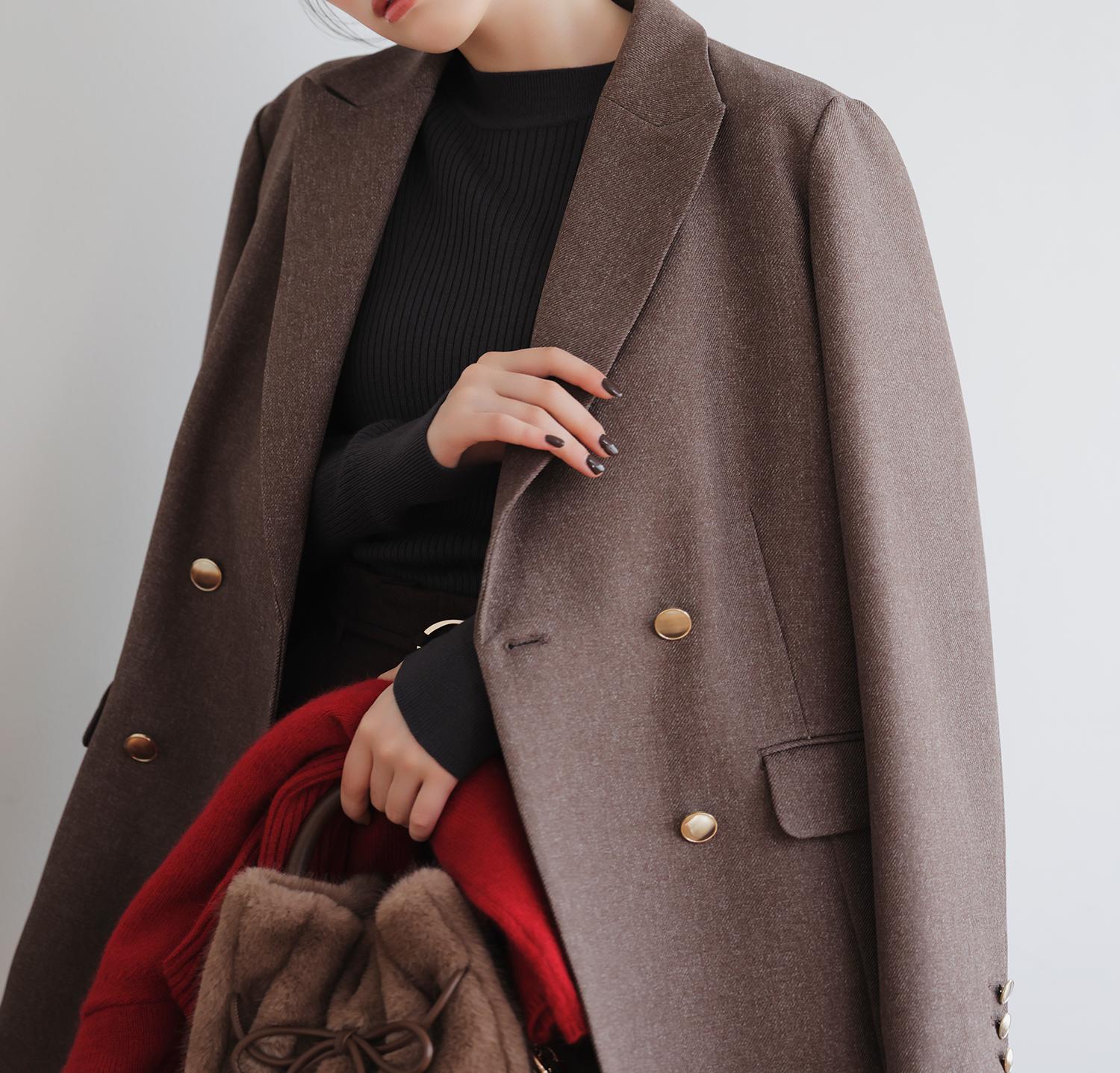 ダブルブレストボクシージャケットII ブラウンミックス2