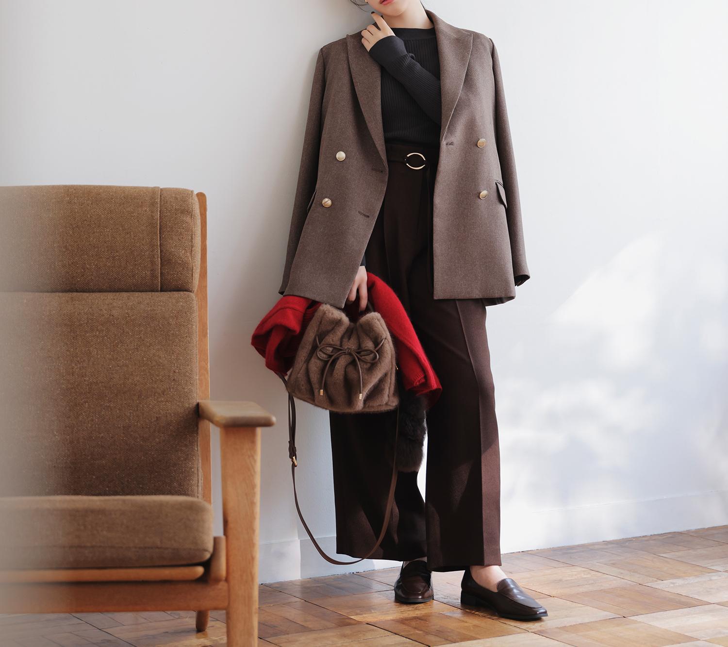 ダブルブレストボクシージャケットII ブラウンミックス2