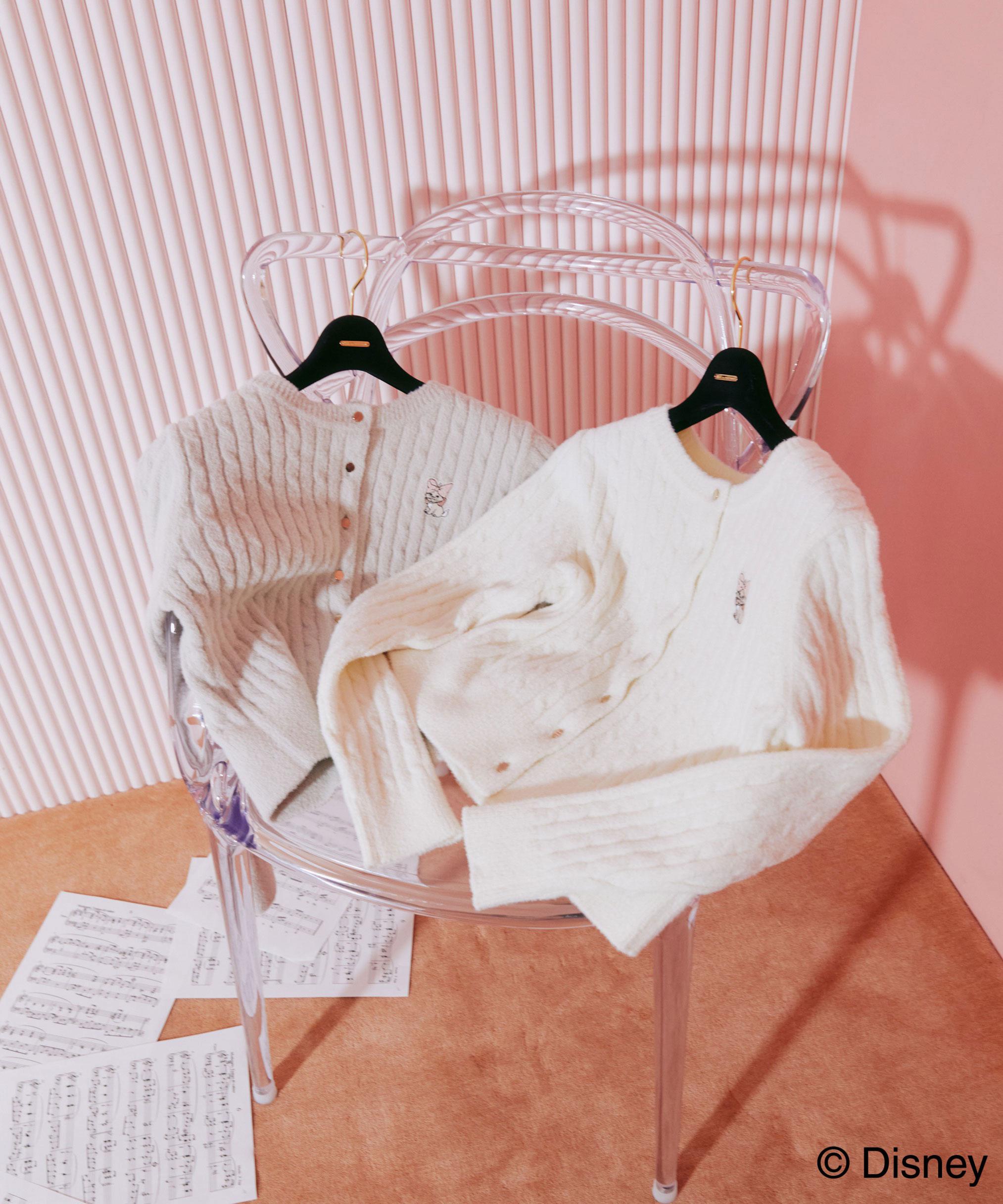 Disney Marie/シャギーケーブルカーディガン ホワイト