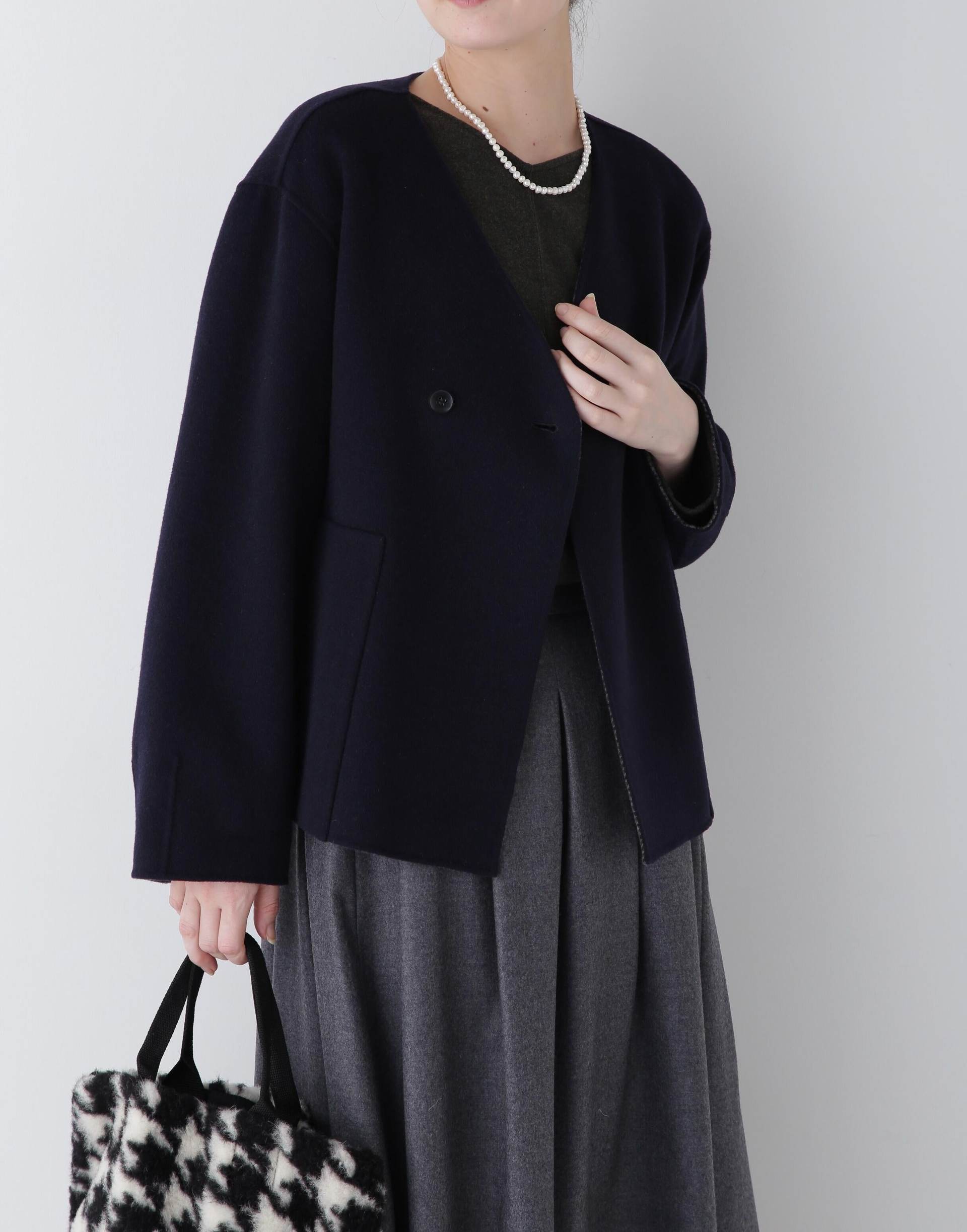 ◆リバーショートジャケットブルゾン ネイビー