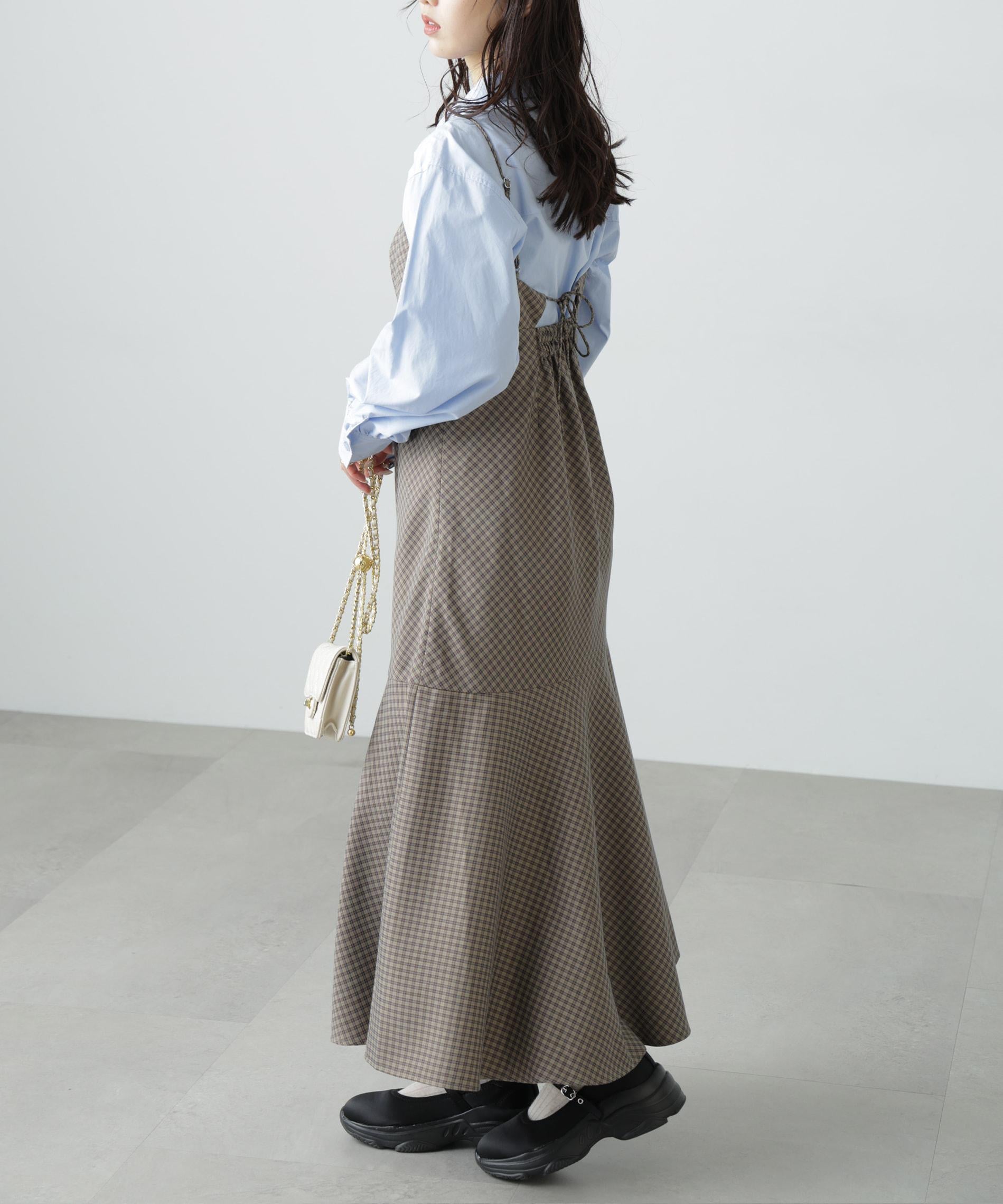 2ストラップマーメイドキャミワンピース ブラウンベース1