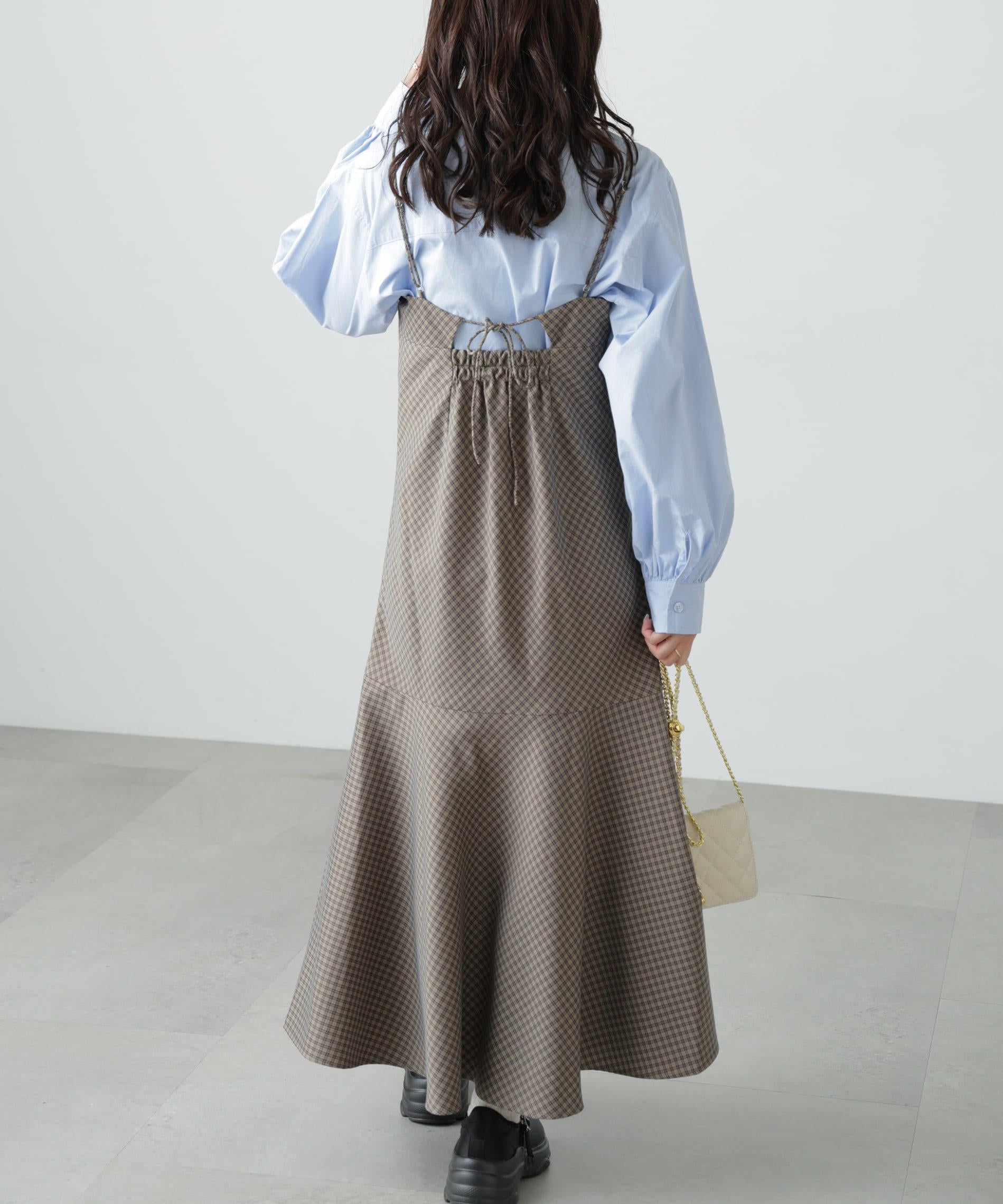 2ストラップマーメイドキャミワンピース ブラウンベース1