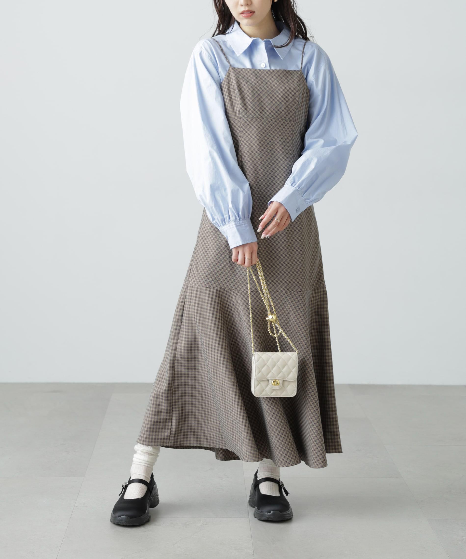 2ストラップマーメイドキャミワンピース ブラウンベース1