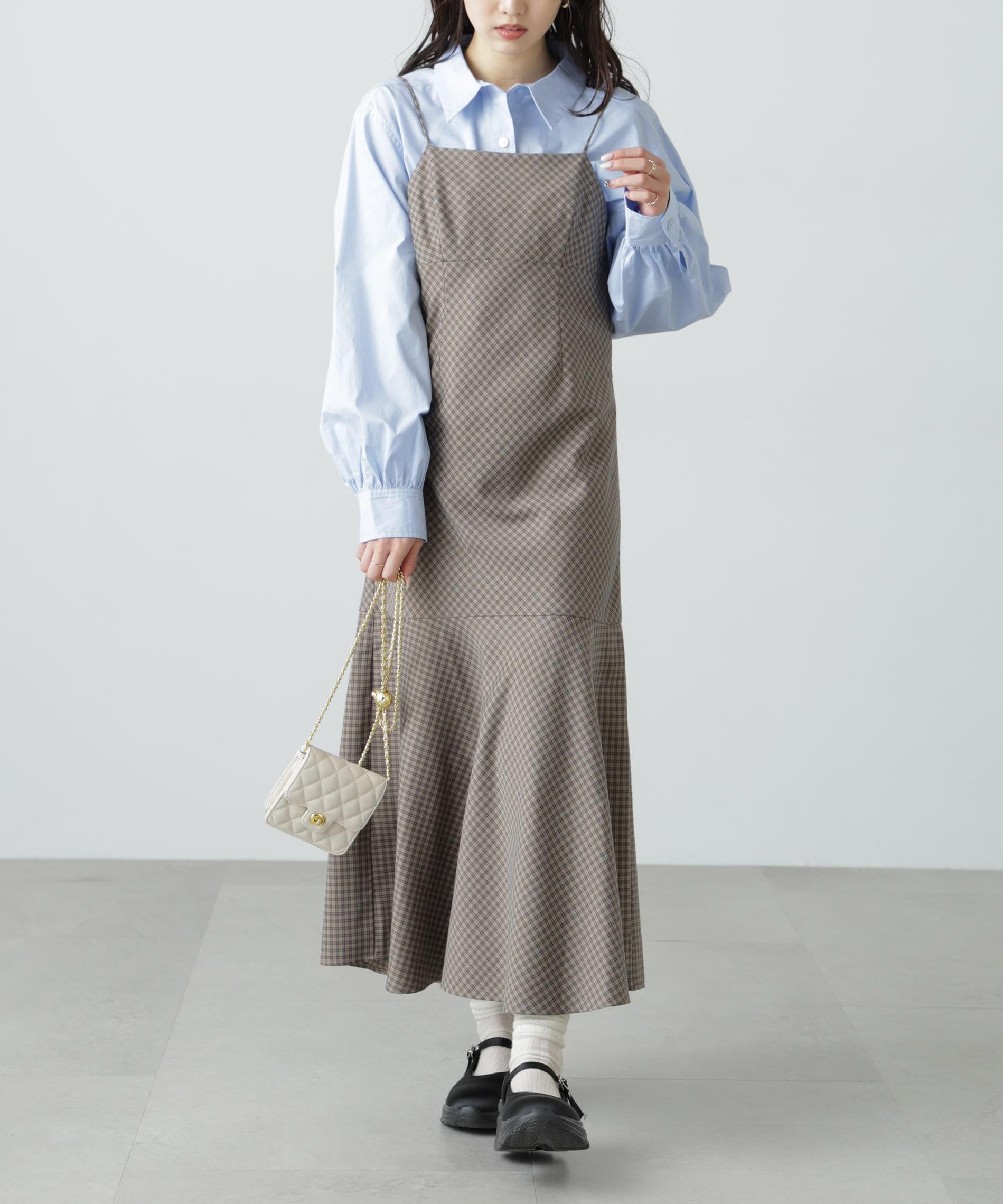 2ストラップマーメイドキャミワンピース ブラウンベース1