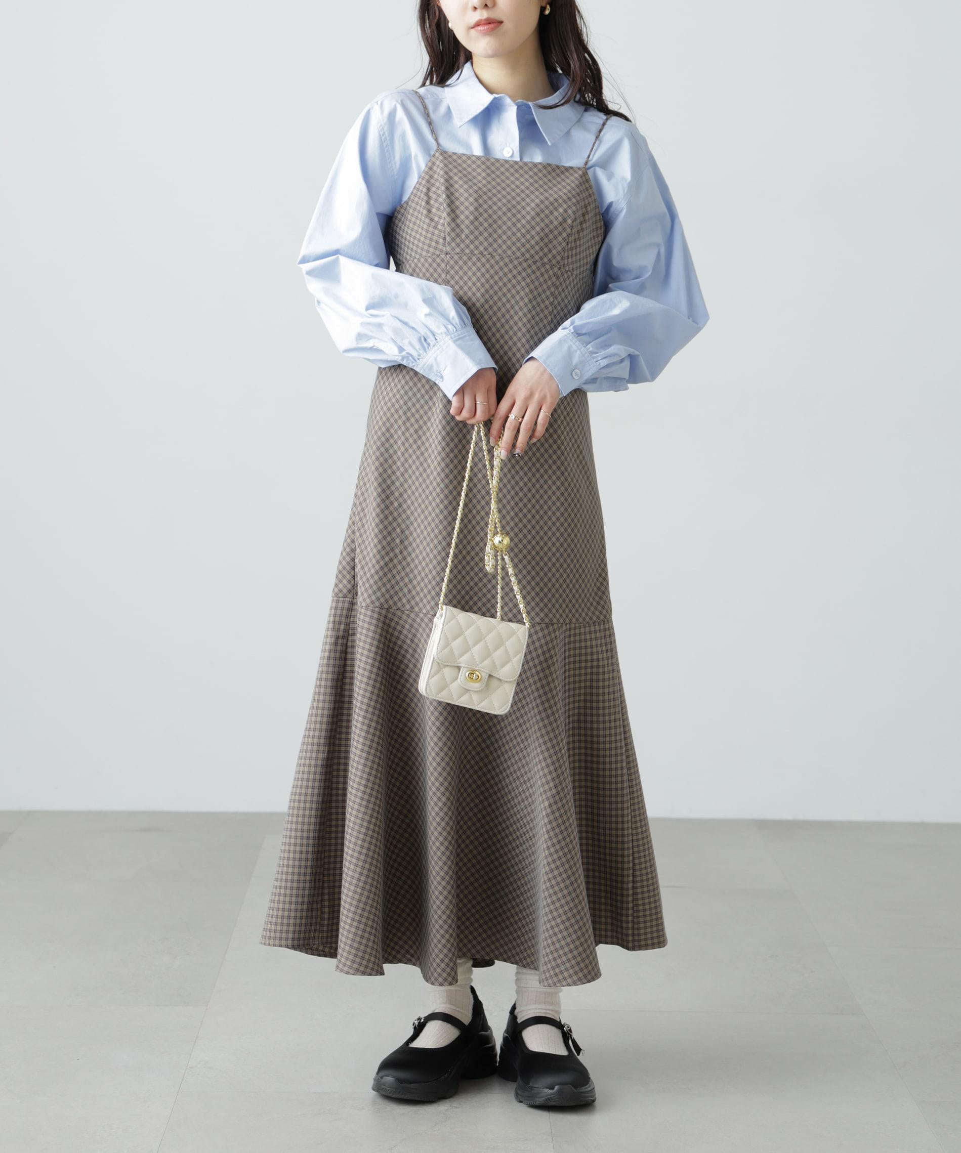 2ストラップマーメイドキャミワンピース ブラウンベース1