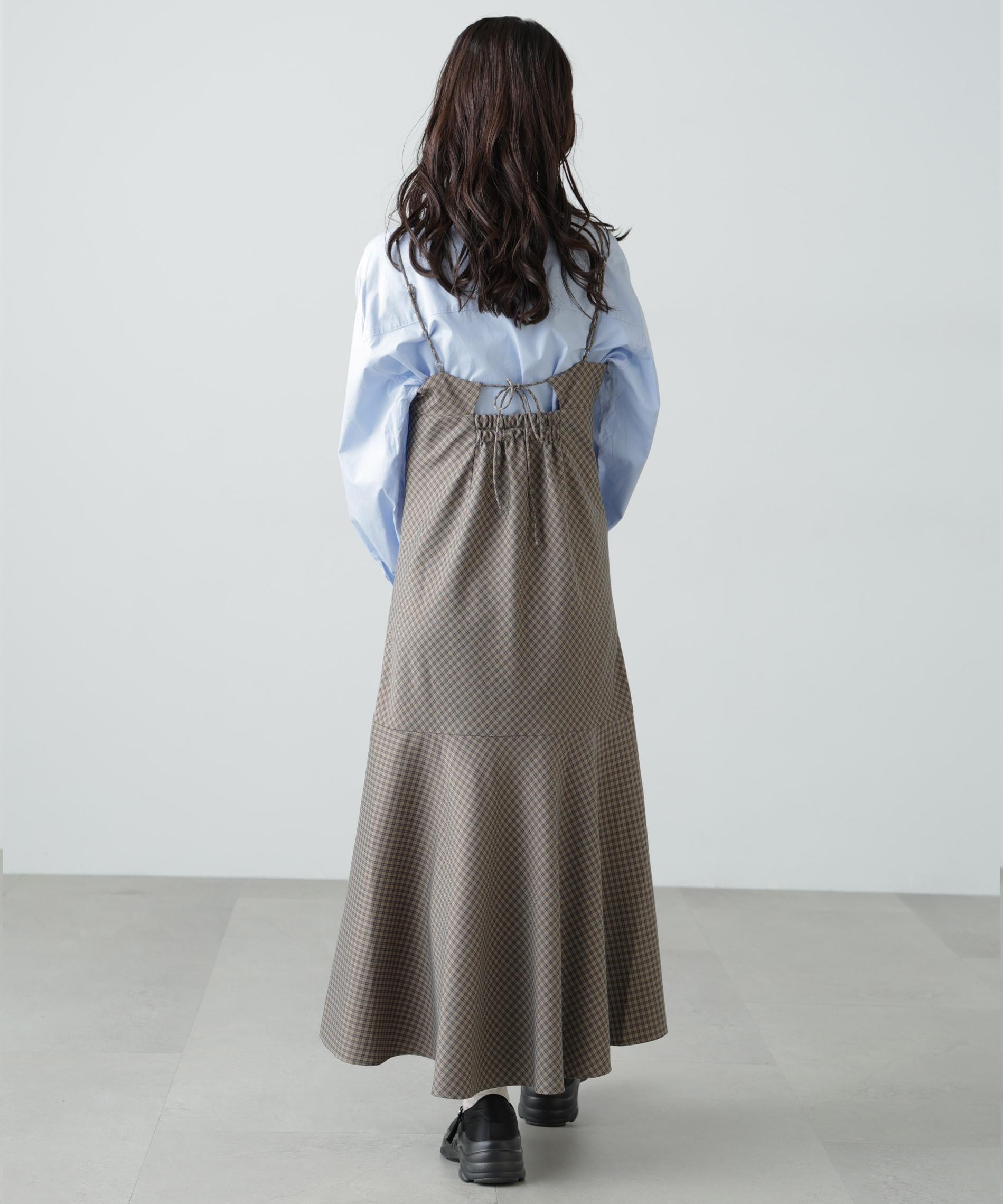 2ストラップマーメイドキャミワンピース ブラウンベース1