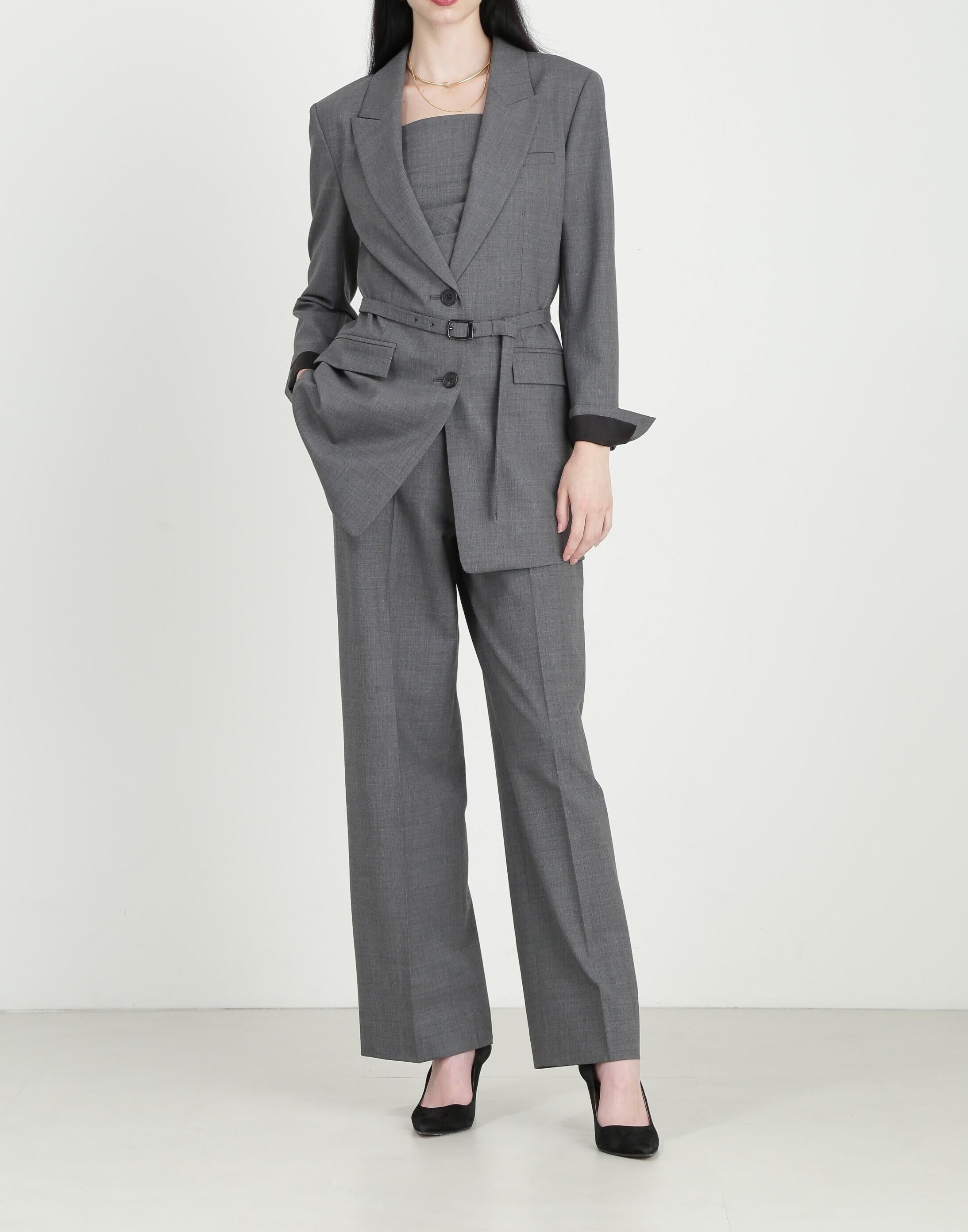 ◆セットアップベルテッドジャケット グレー