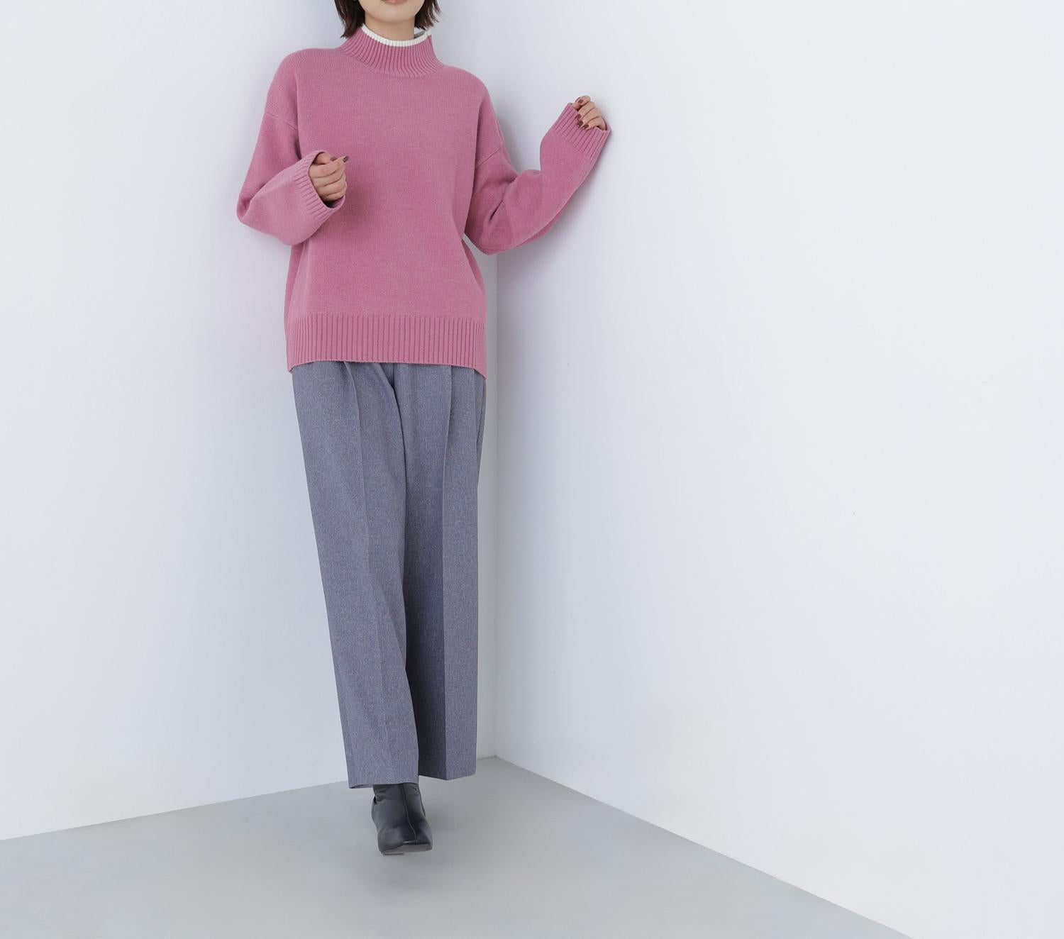 バックボタンタートルニット ピンク