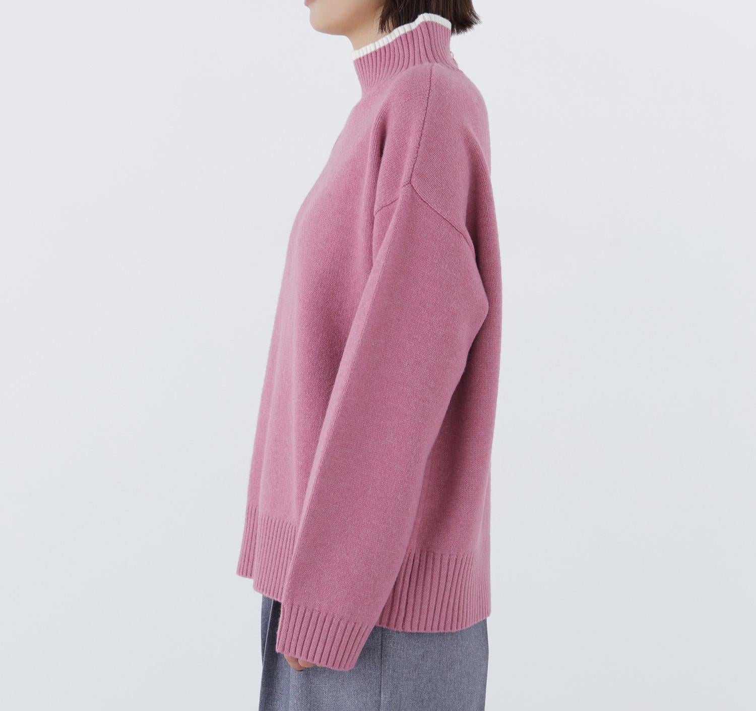 バックボタンタートルニット ピンク