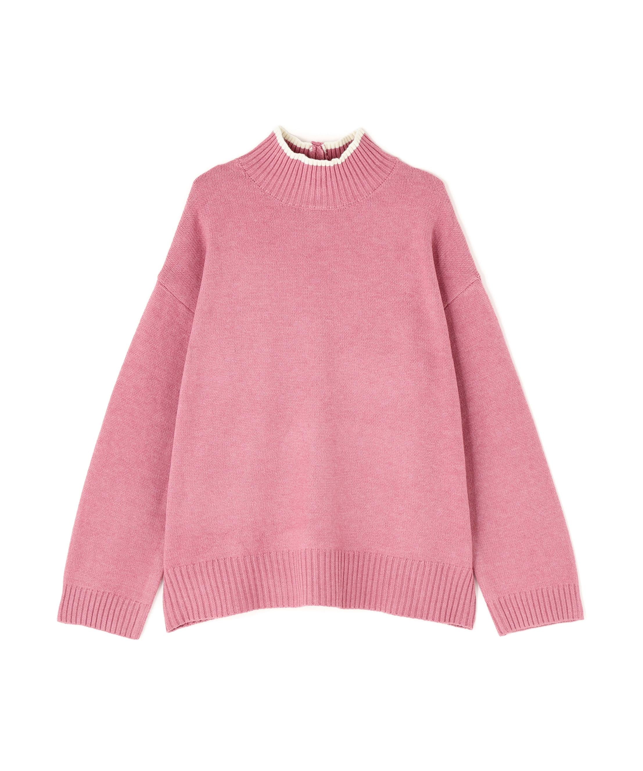 バックボタンタートルニット ピンク