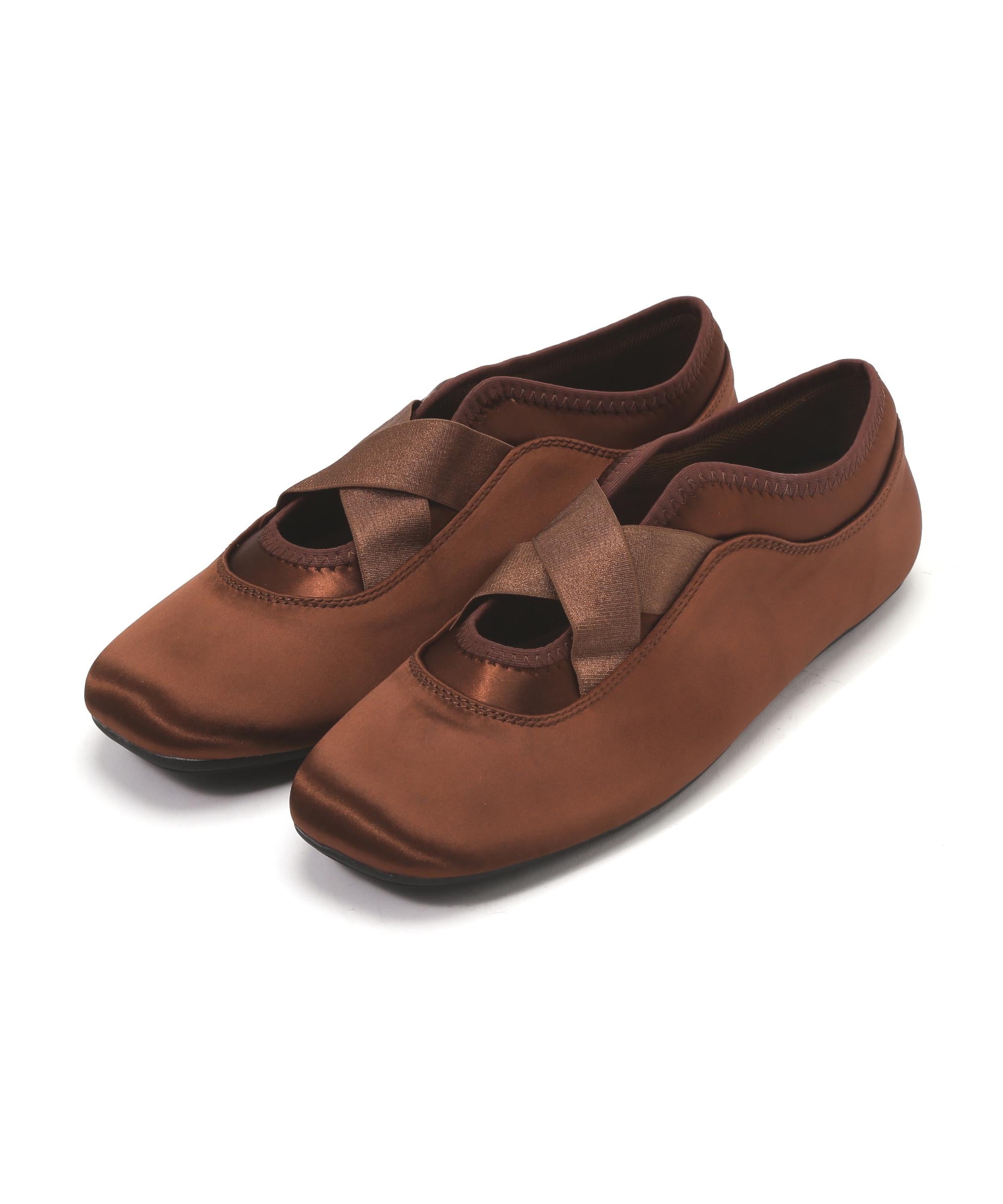 フラットバレエスニーカー ブラウン