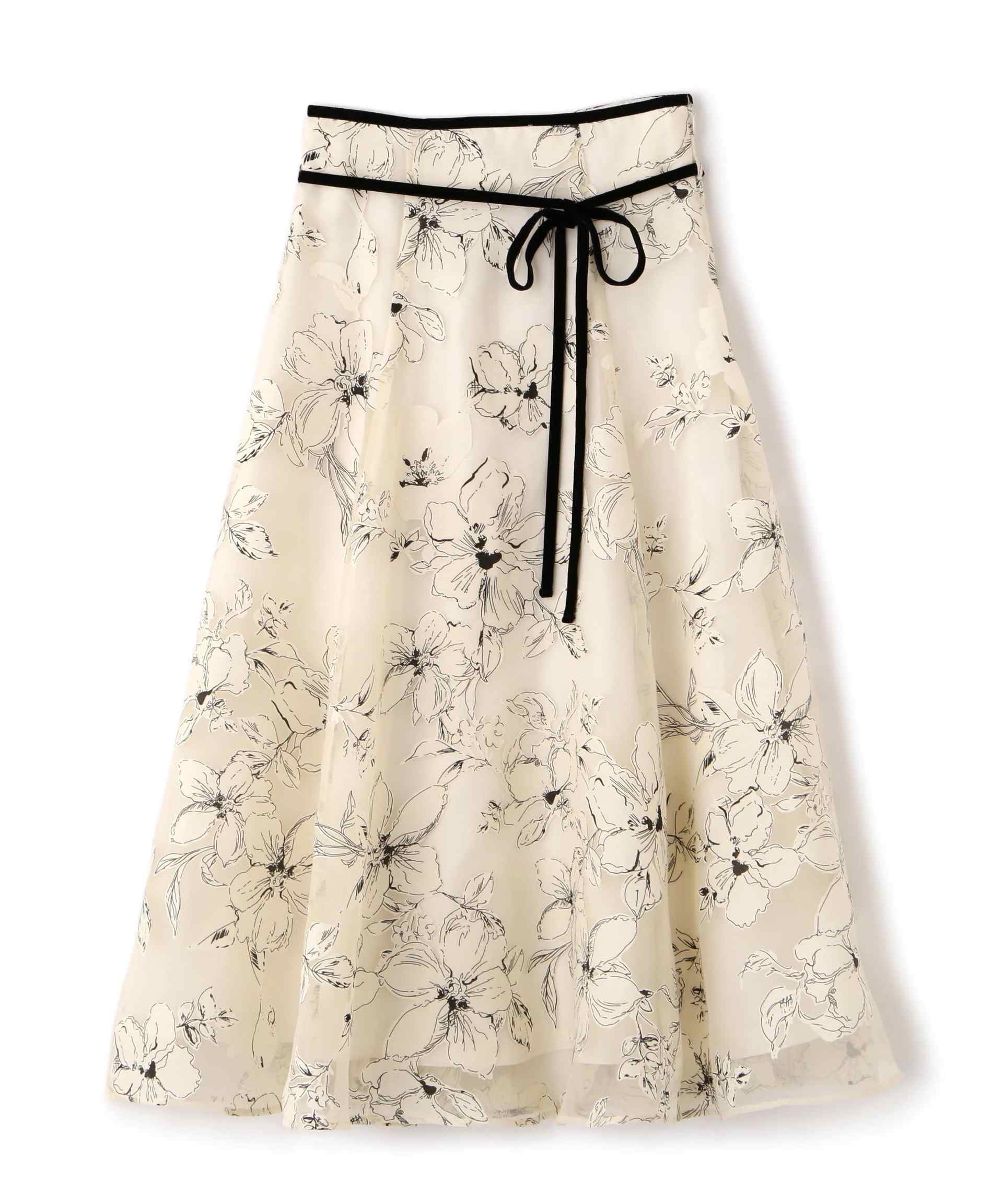 ベロアリボンオパールフラワースカート エクリュ